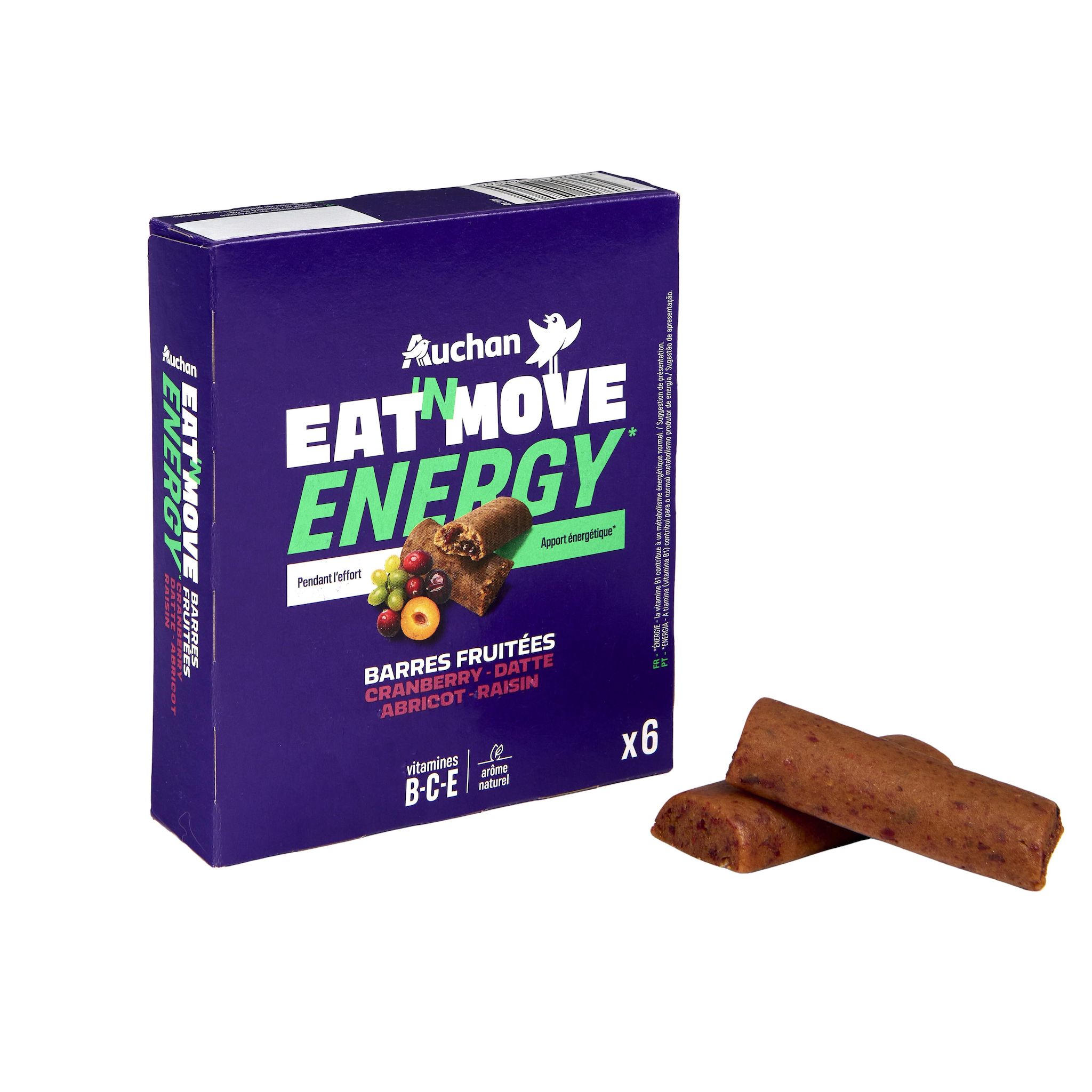 Voir la diapositive 4 : AUCHAN EAT'N MOVE Barres de céréales fruits rouges 6 barres 6x25g