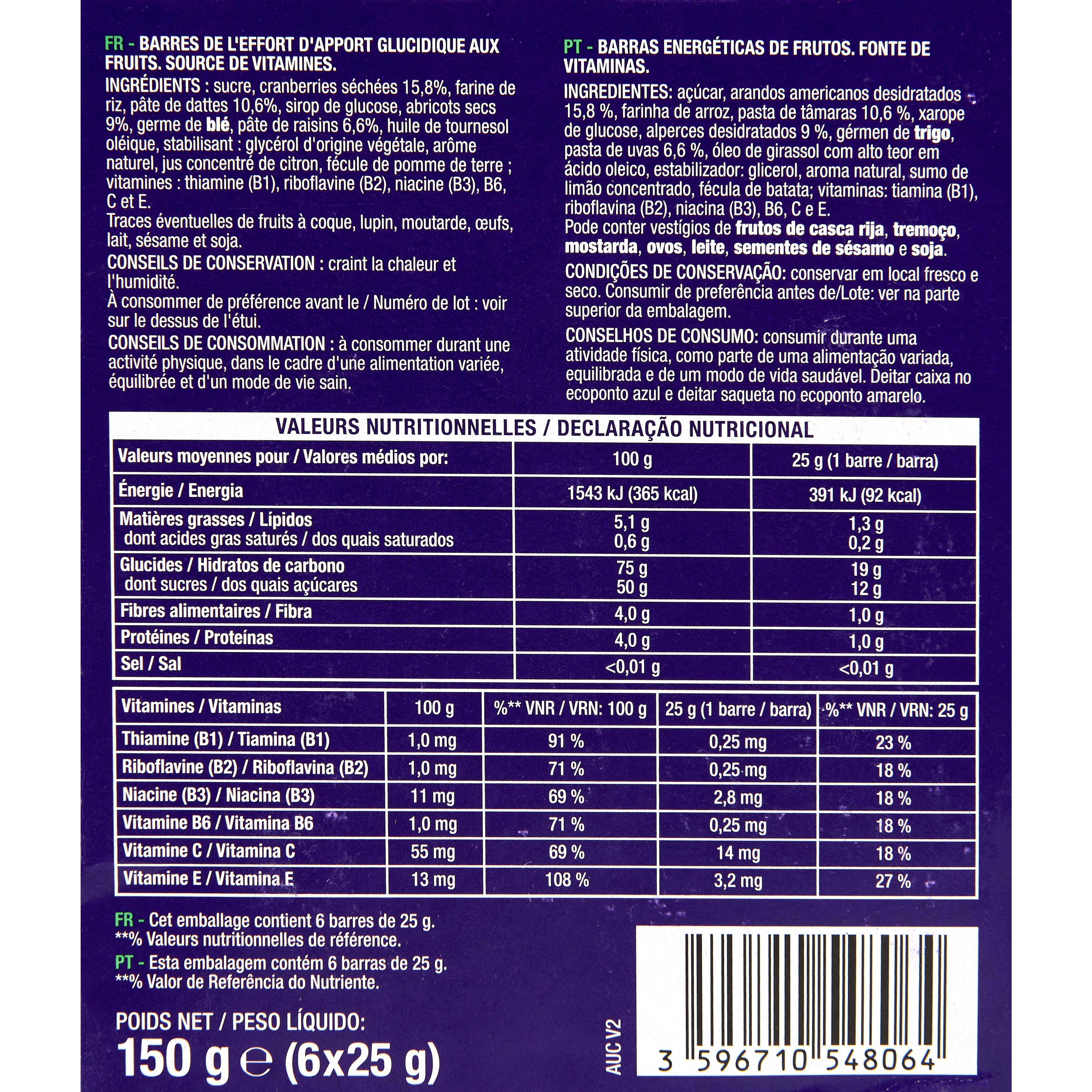 Voir la diapositive 5 : AUCHAN EAT'N MOVE Barres de céréales fruits rouges 6 barres 6x25g