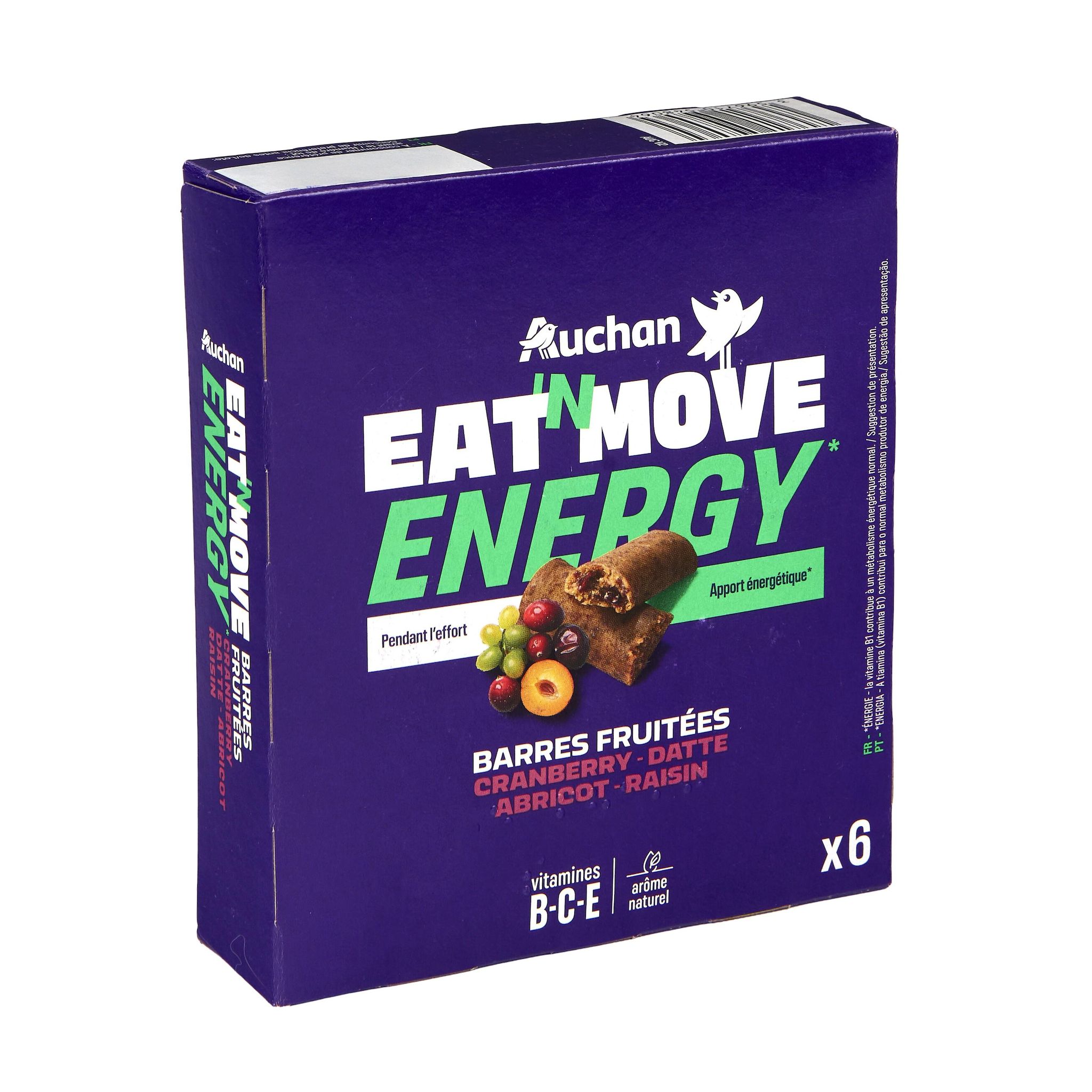 Voir la diapositive 5 : AUCHAN EAT'N MOVE Barres de céréales fruits rouges 6 barres 6x25g