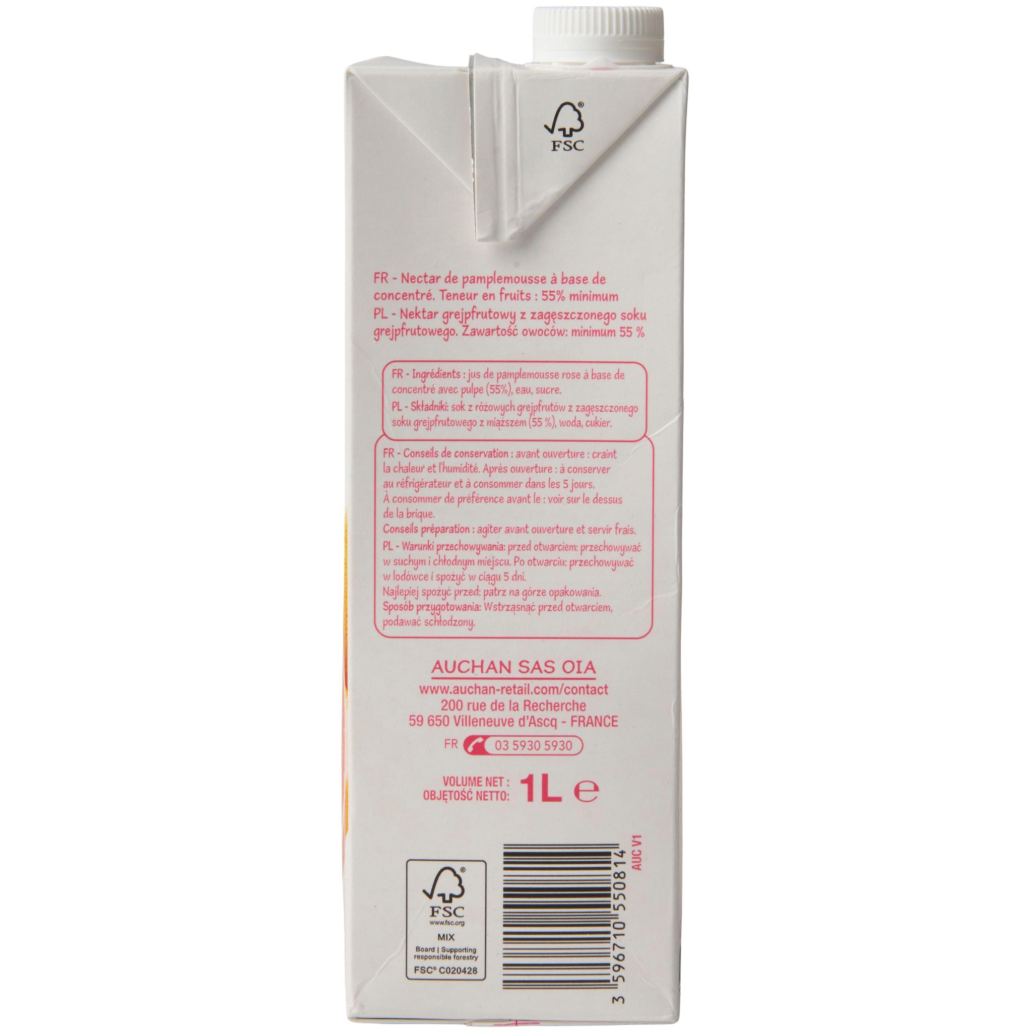 Voir la diapositive 2 : POUCE Nectar de pamplemousse 1l