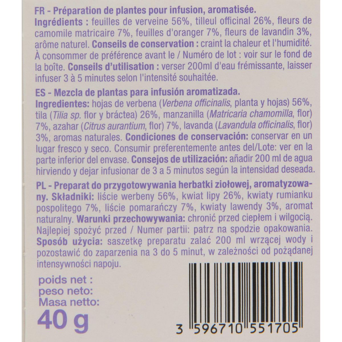 POUCE Infusion nuit tranquille 25 sachets 40g