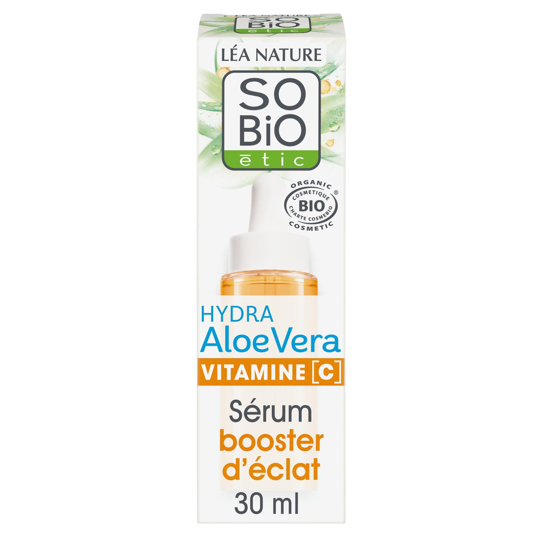 Voir la diapositive 2 : SO BIO ETIC Sérum booster d'éclat hydratant 24H à l'aloé véra, vitamine C et acide hyaluronique 30ml