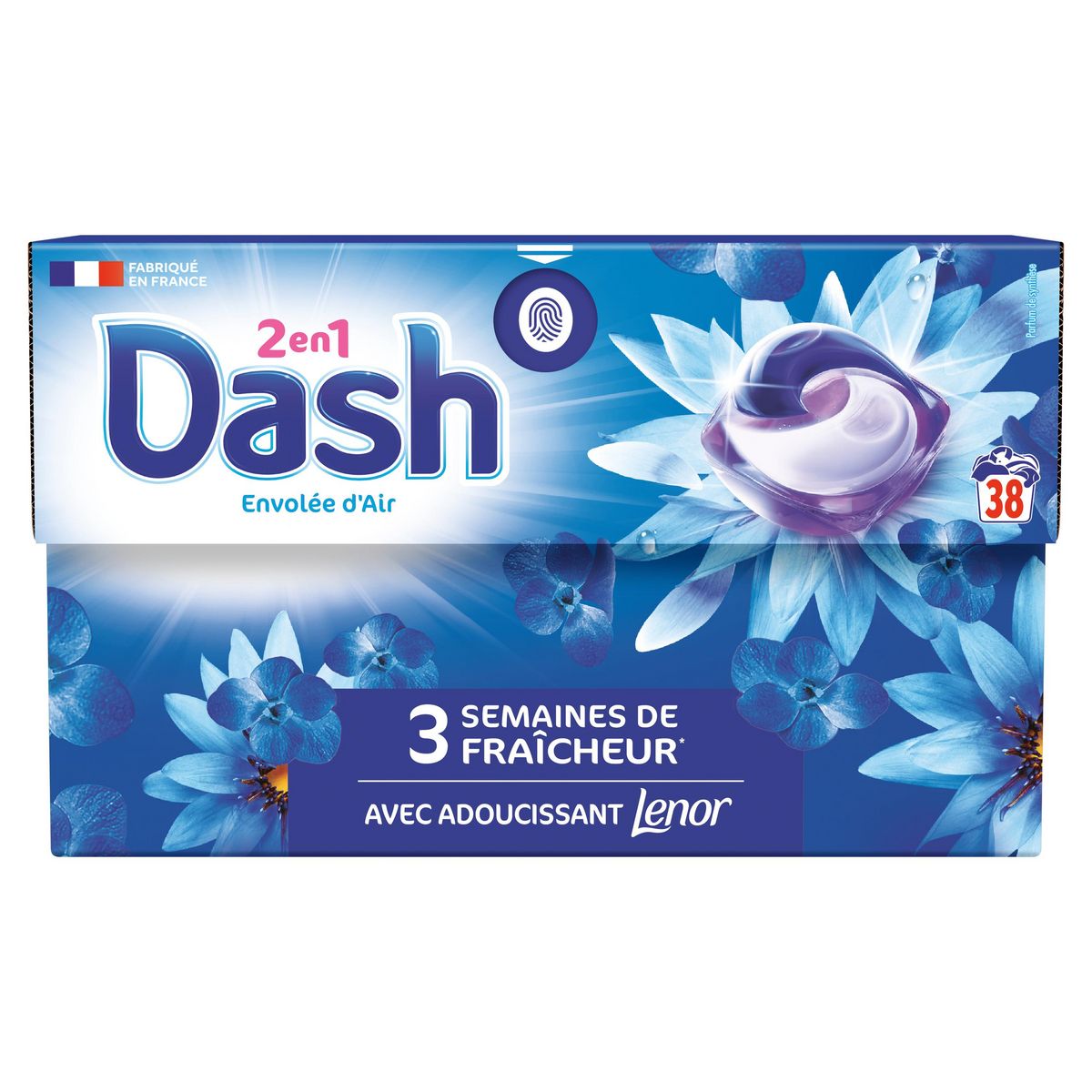 DASH Pods Lessive capsules envolée d'air 38 capsules 725,8g