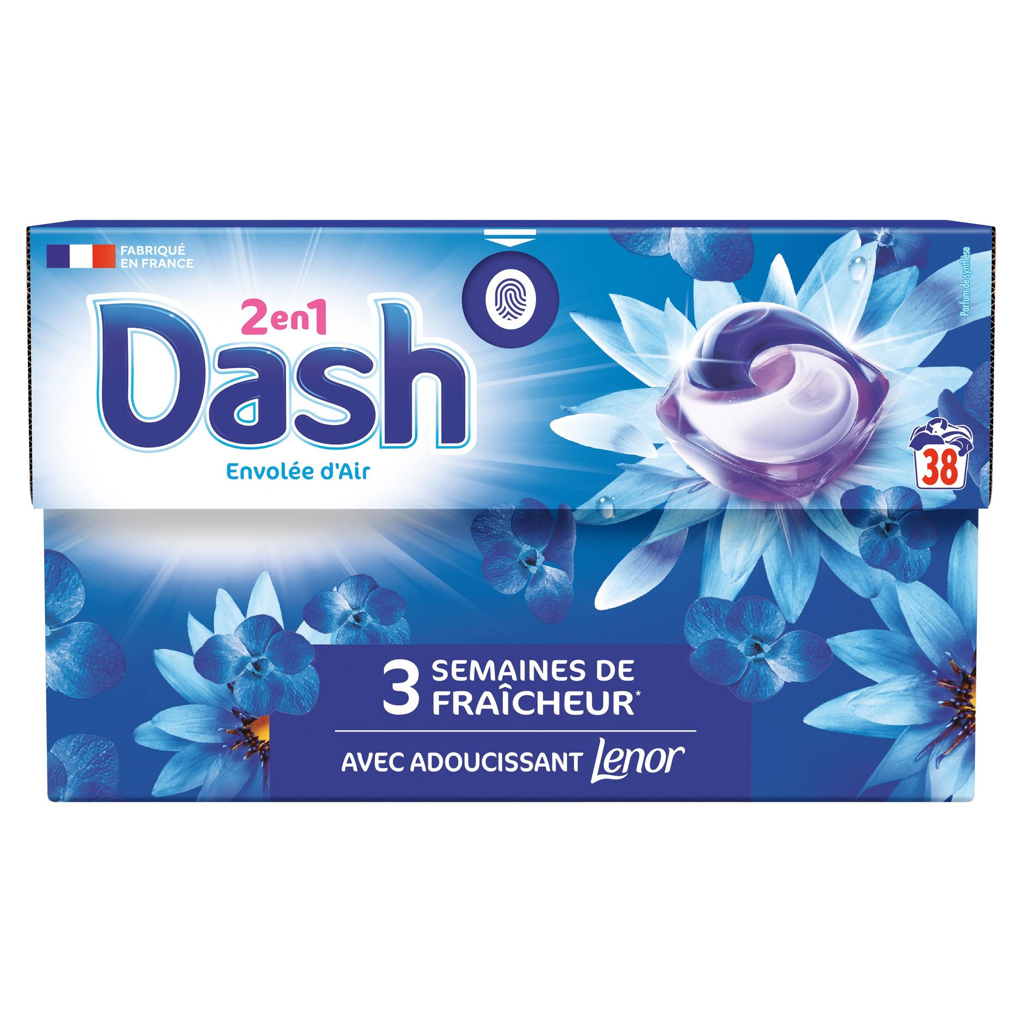 Voir la diapositive 2 : DASH Pods Lessive capsules envolée d'air 38 capsules 725,8g