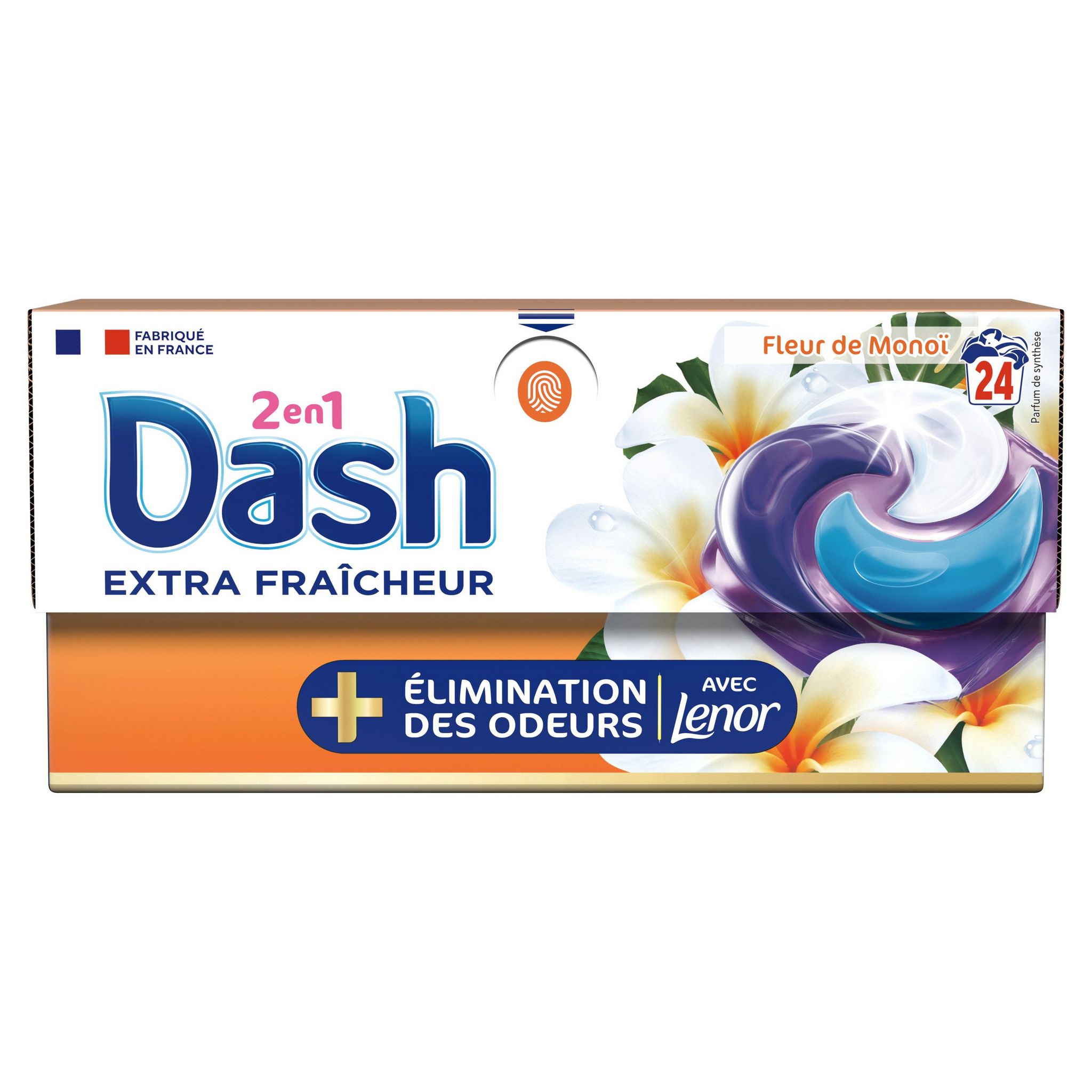 Voir la diapositive 2 : DASH Pods Lessive capsules détergent fleur de monoï 24 capsules 556,8g