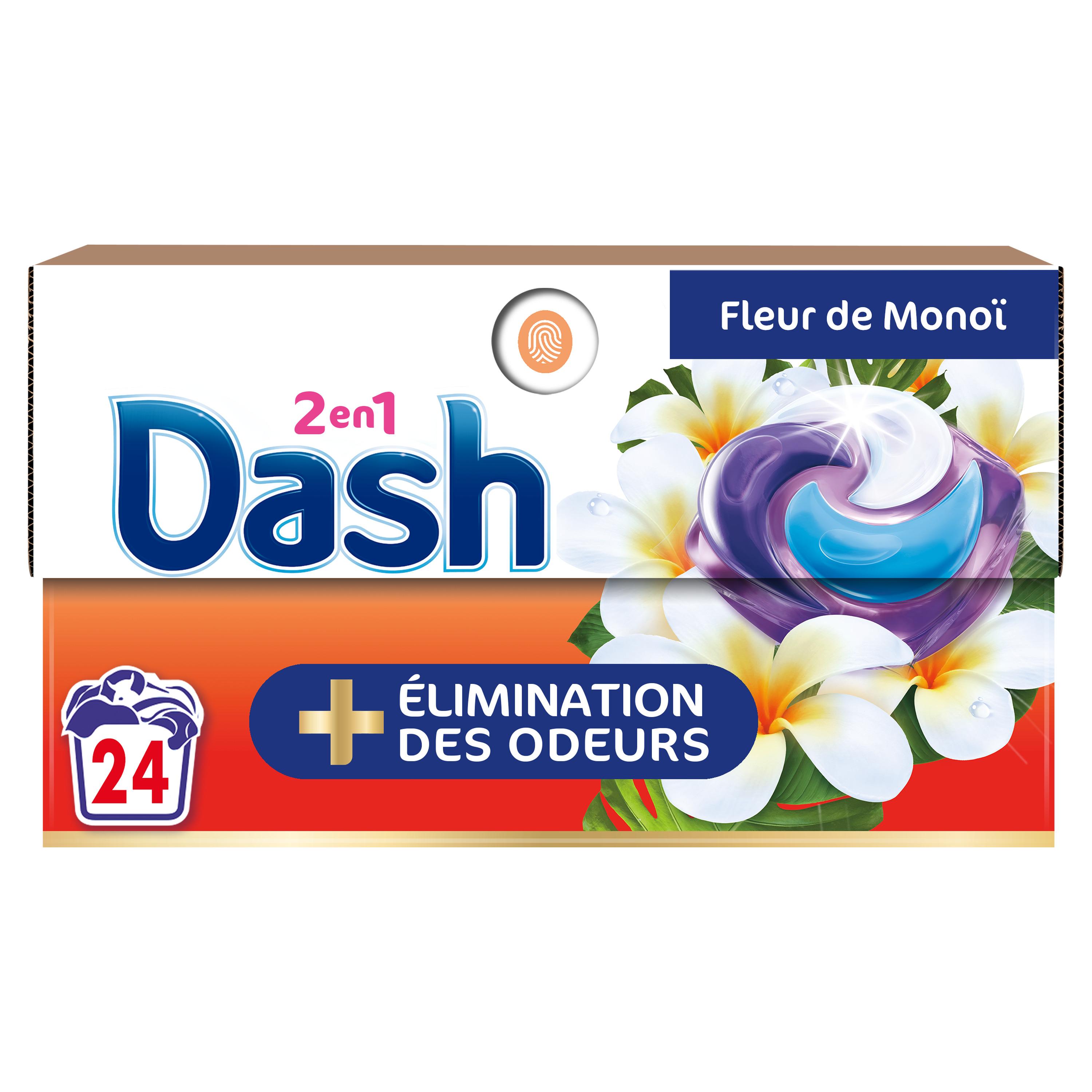 Voir la diapositive 3 : DASH Pods Lessive capsules détergent fleur de monoï 24 lavages 24 capsules