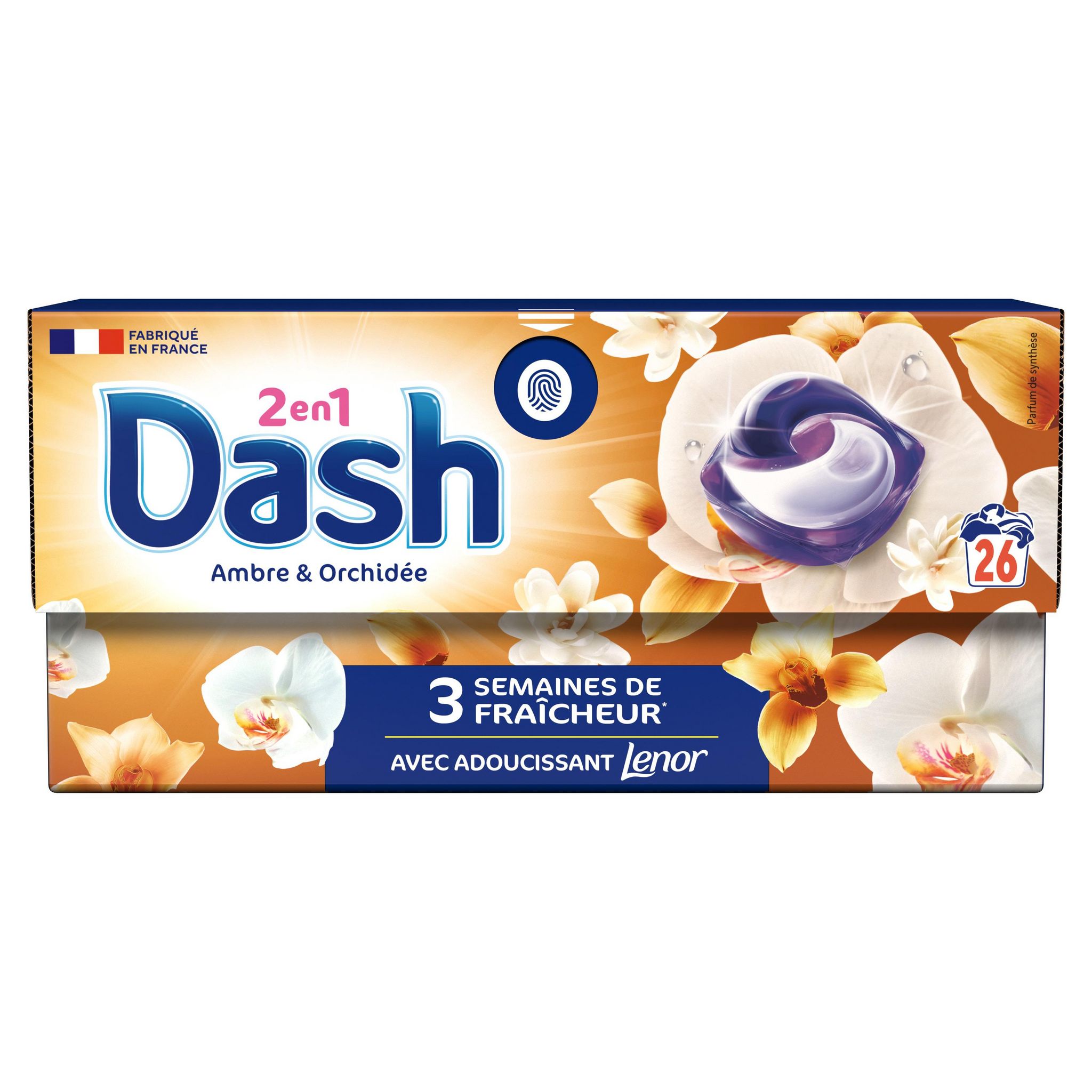 Voir la diapositive 2 : DASH Pods Lessive capsules détergent ambre et orchidée 26 capsules 496,6g