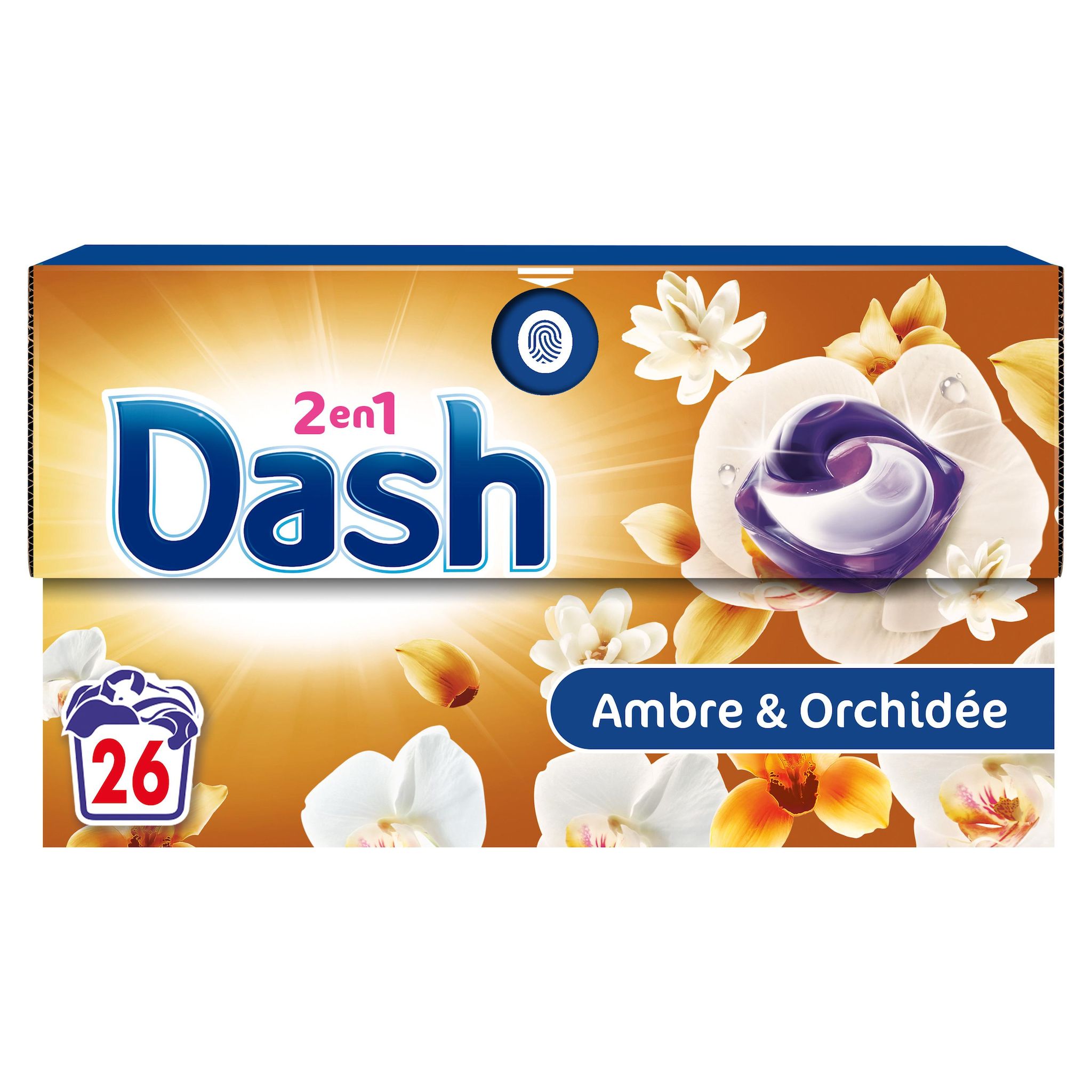 Voir la diapositive 3 : DASH Pods Lessive capsules détergent ambre et orchidée 26 capsules 496,6g
