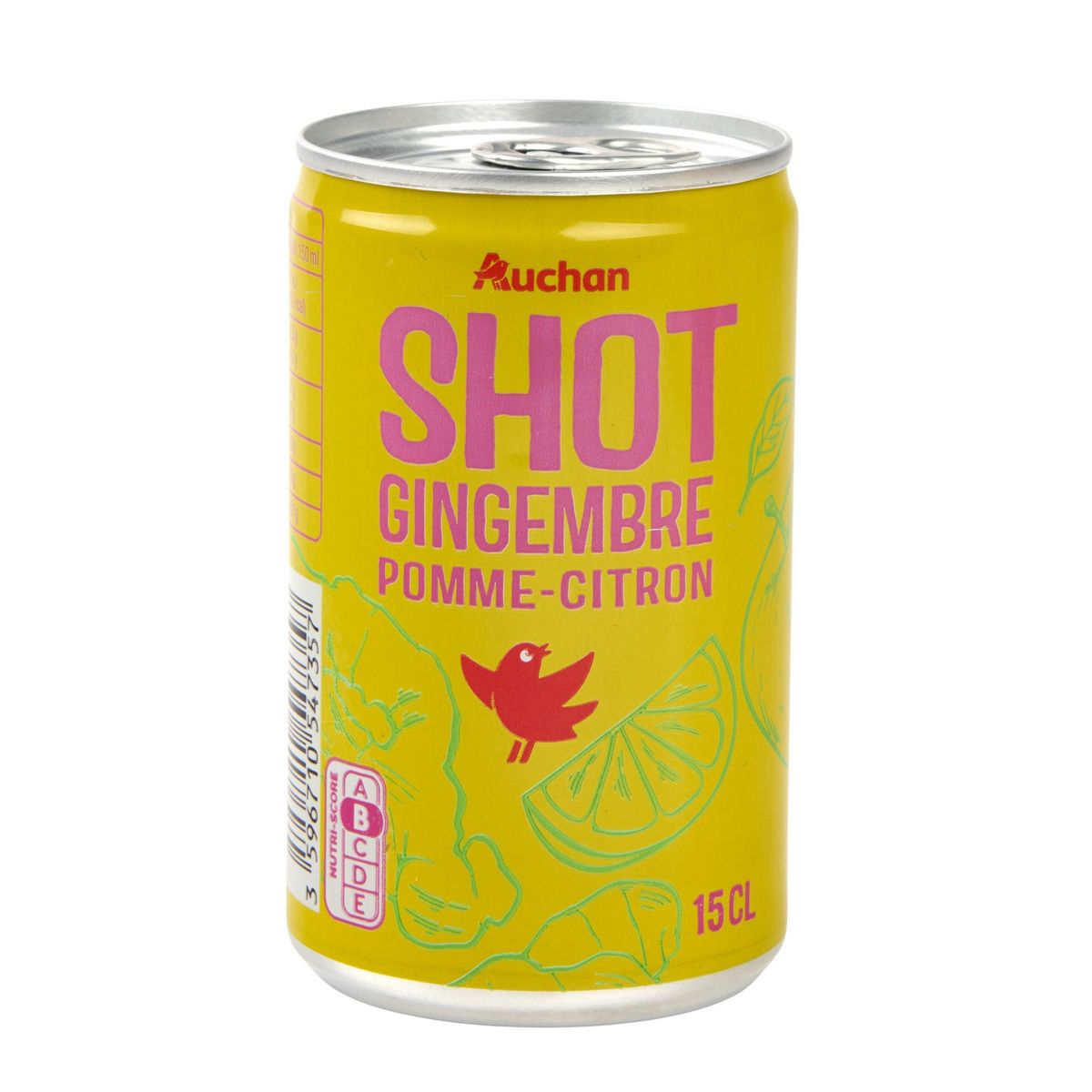 AUCHAN Shot Gingembre pomme citron boîte 15cl