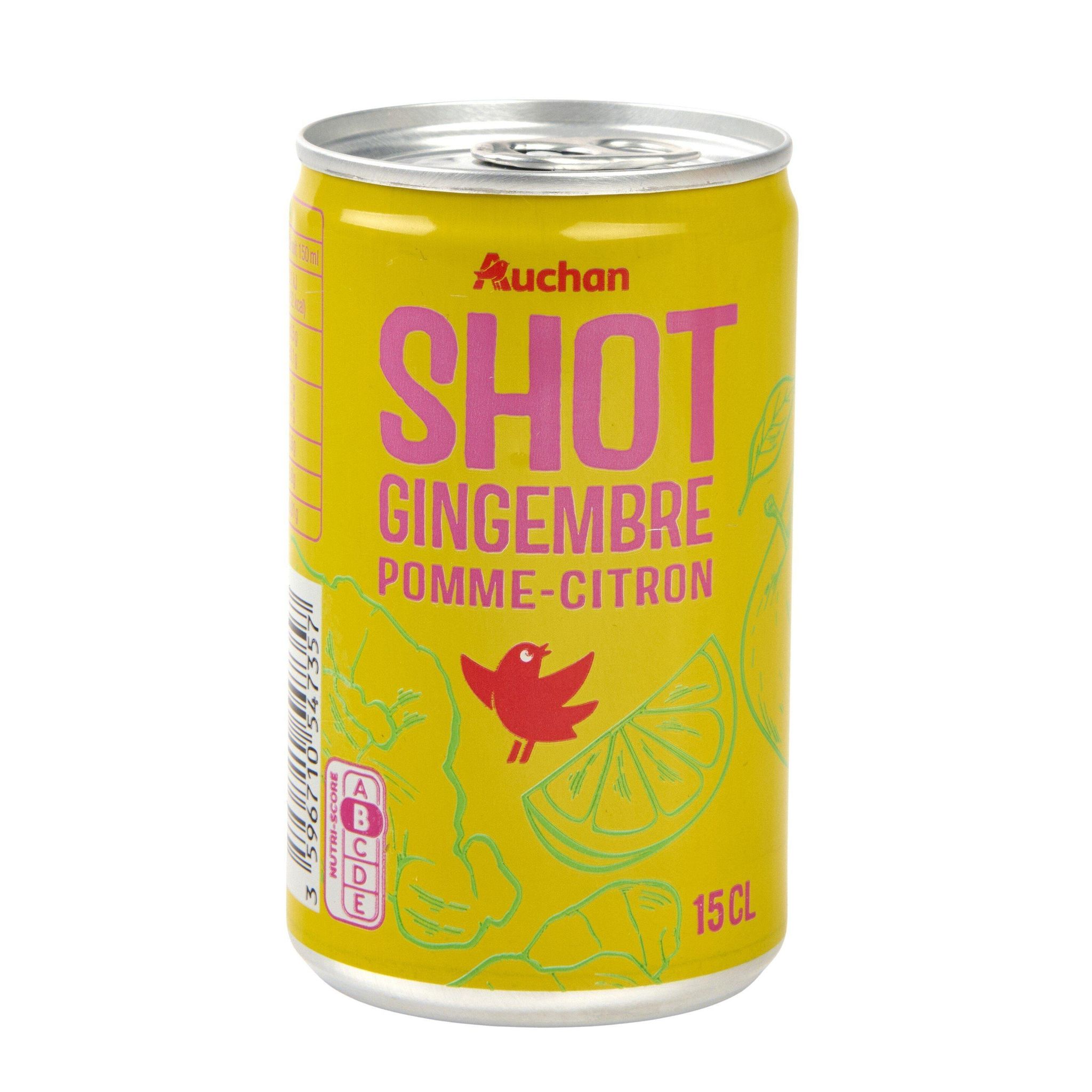 Voir la diapositive 4 : AUCHAN Shot Gingembre pomme citron boîte 15cl