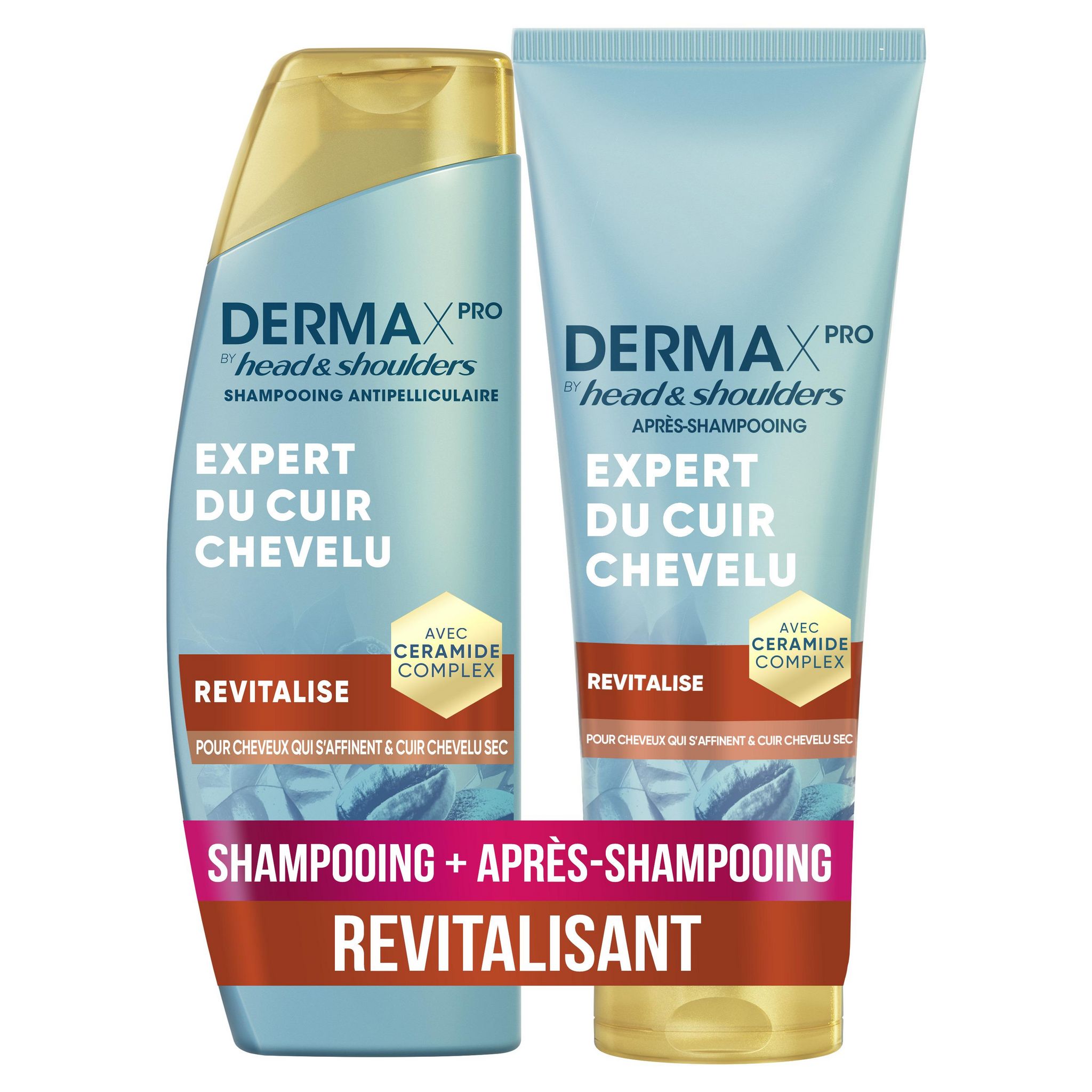 HEAD & SHOULDERS DermaXpro Shampooing et Après-shampoing revitalise pour cheveux qui s'affinent et cuir chevelu sec 250ml+200ml