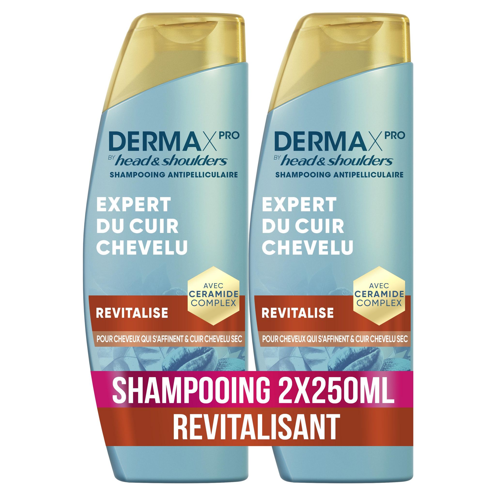 HEAD & SHOULDERS DermaXpro Shampooing revitalise pour cheveux qui s'affinent et cuir chevelu sec 2x250ml