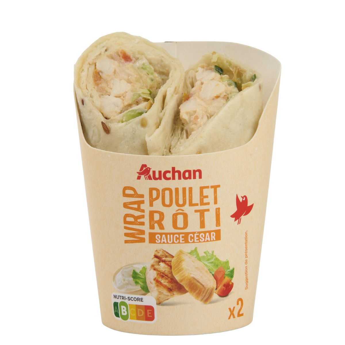 AUCHAN Wrap poulet rôti sauce césar 190g