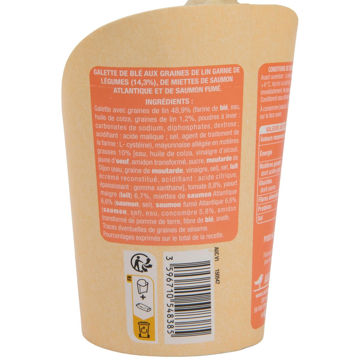 AUCHAN Wrap duo de saumon sauce au yaourt 180g