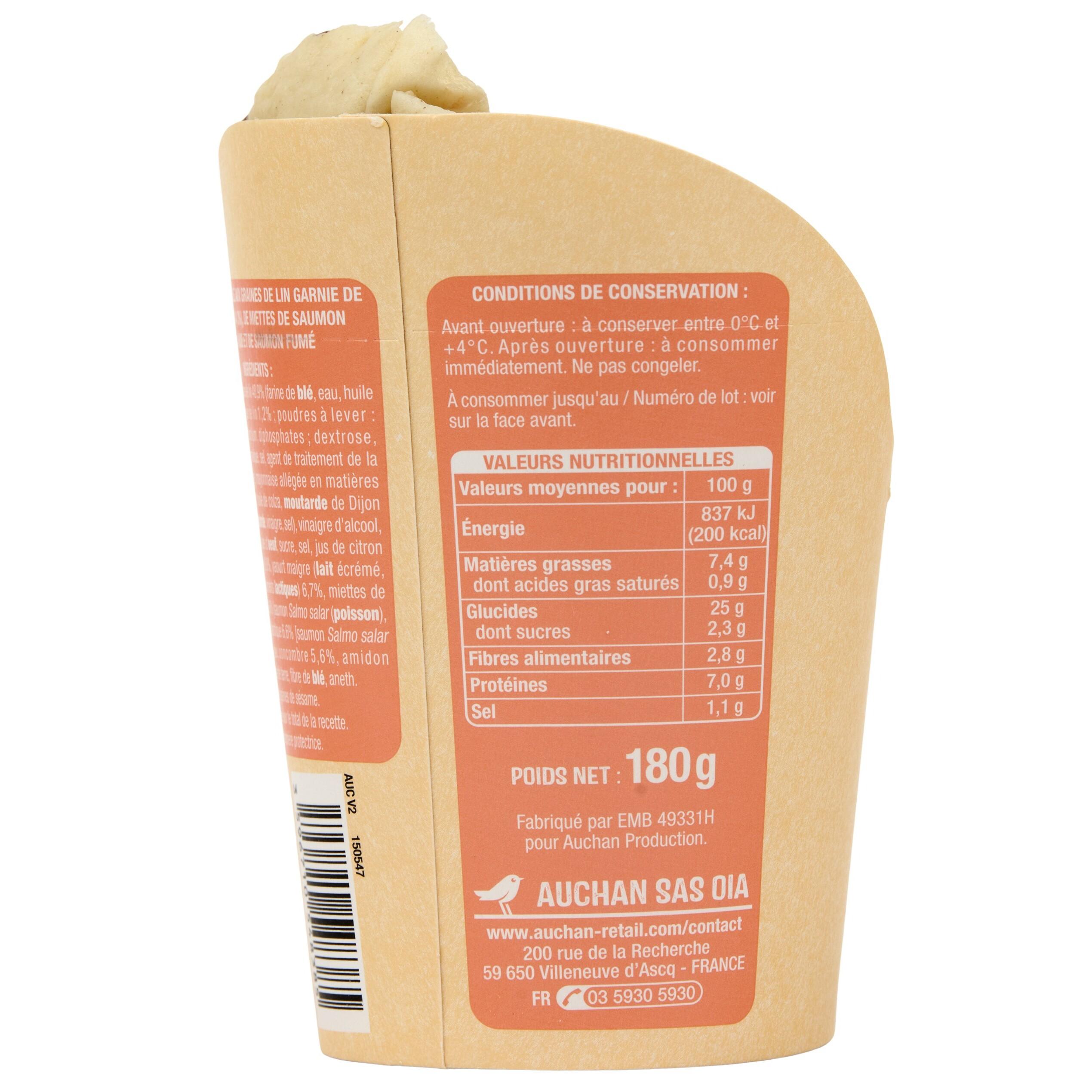 Voir la diapositive 4 : AUCHAN Wrap duo de saumon sauce au yaourt 180g