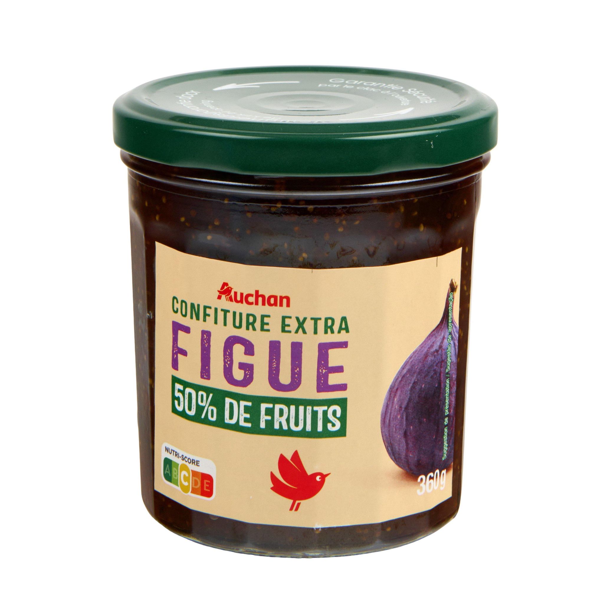 Voir la diapositive 3 : AUCHAN Confiture extra de figue 50% de fruits 360g