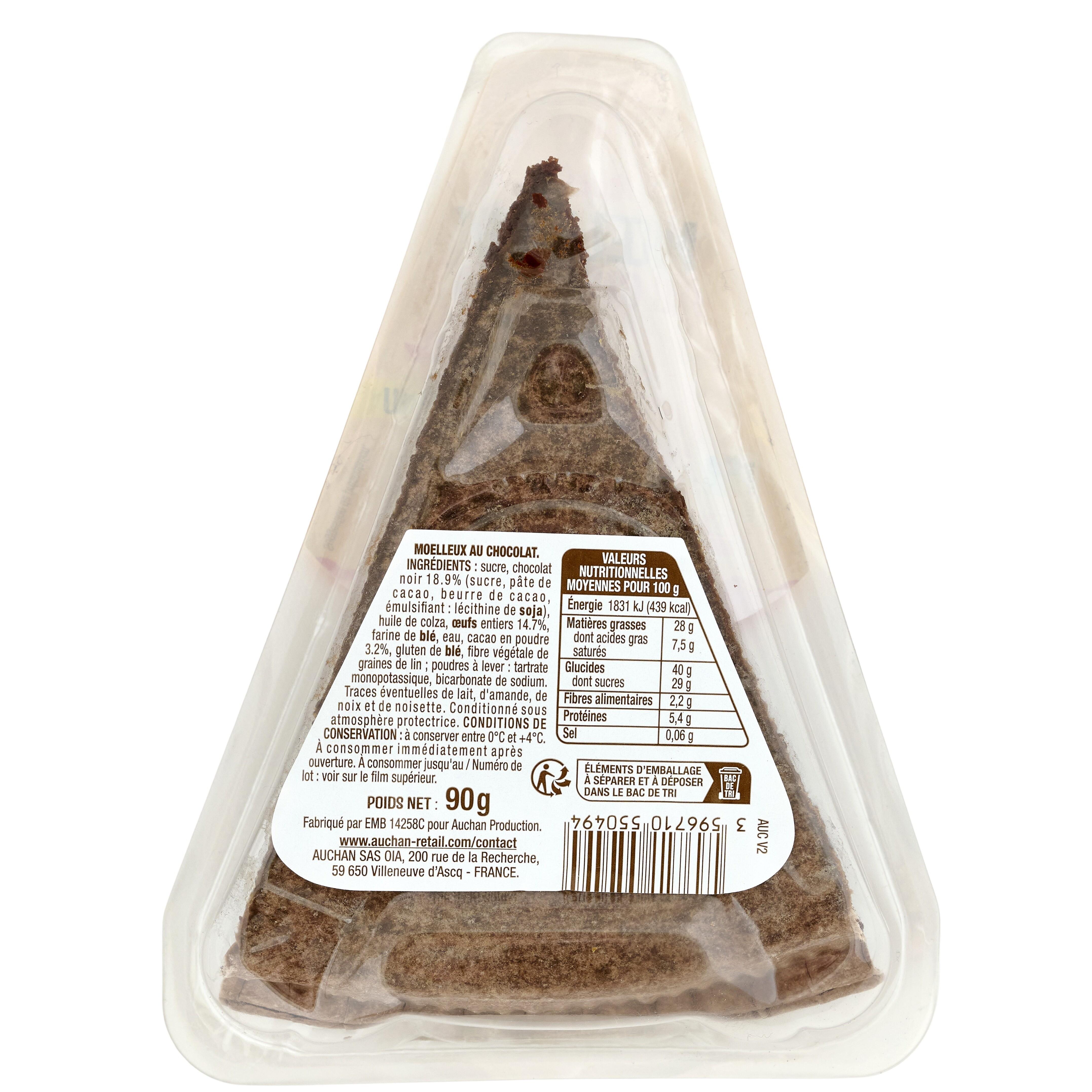 Voir la diapositive 2 : AUCHAN Moelleux au chocolat 90g