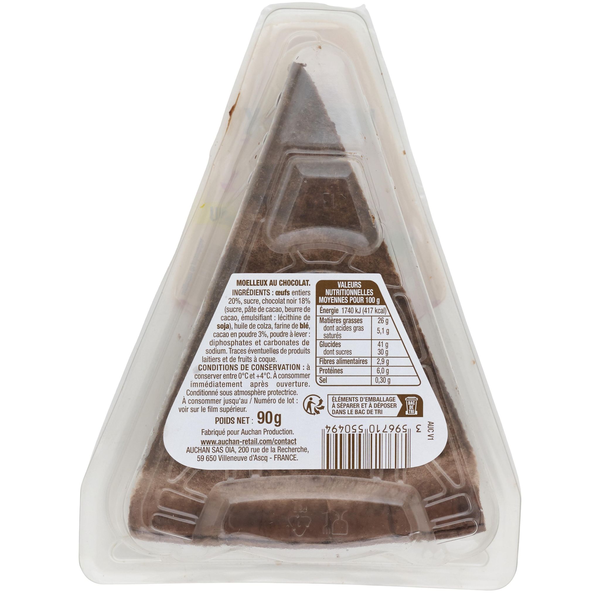 Voir la diapositive 3 : AUCHAN Moelleux au chocolat 90g