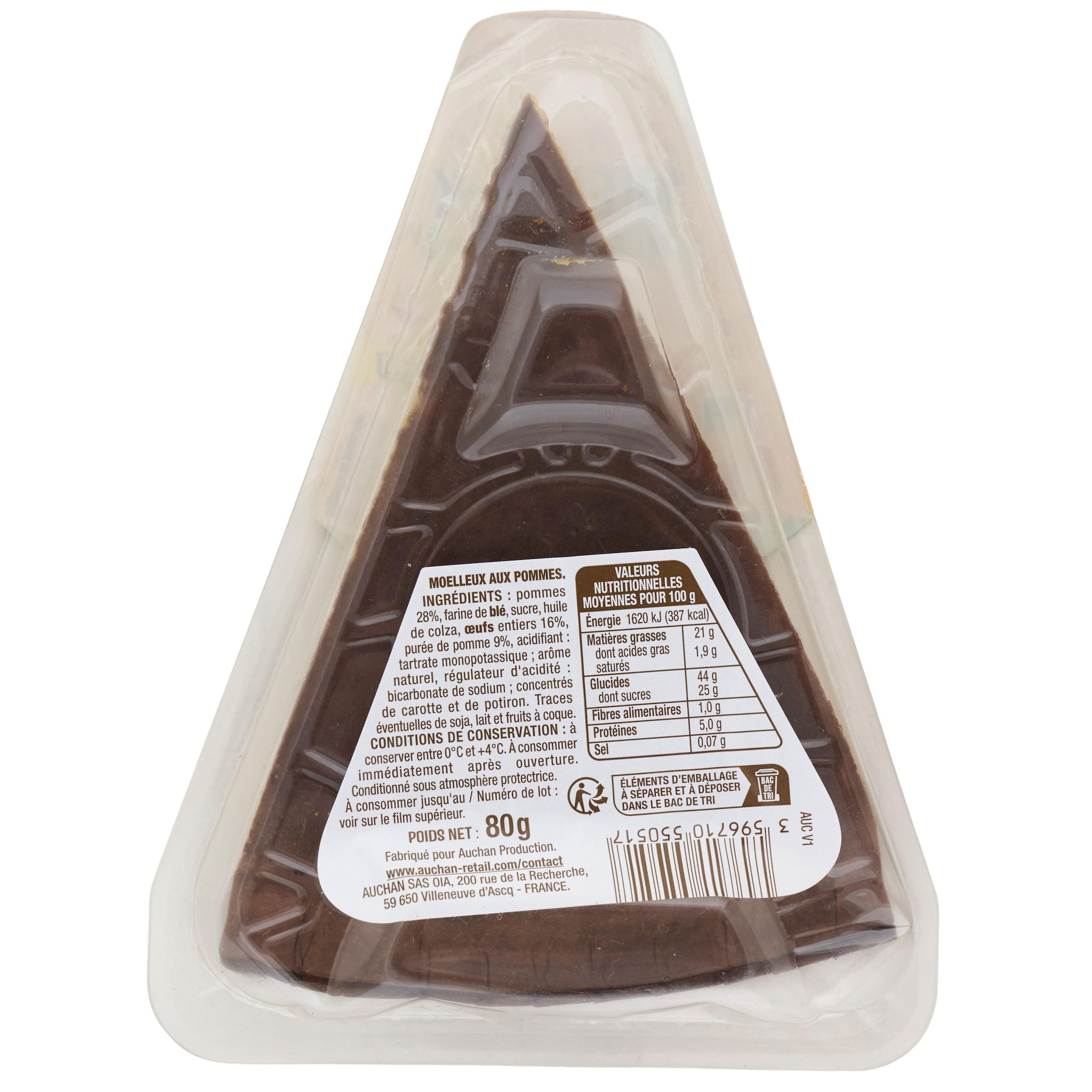 Voir la diapositive 2 : AUCHAN Moelleux aux pommes 80g