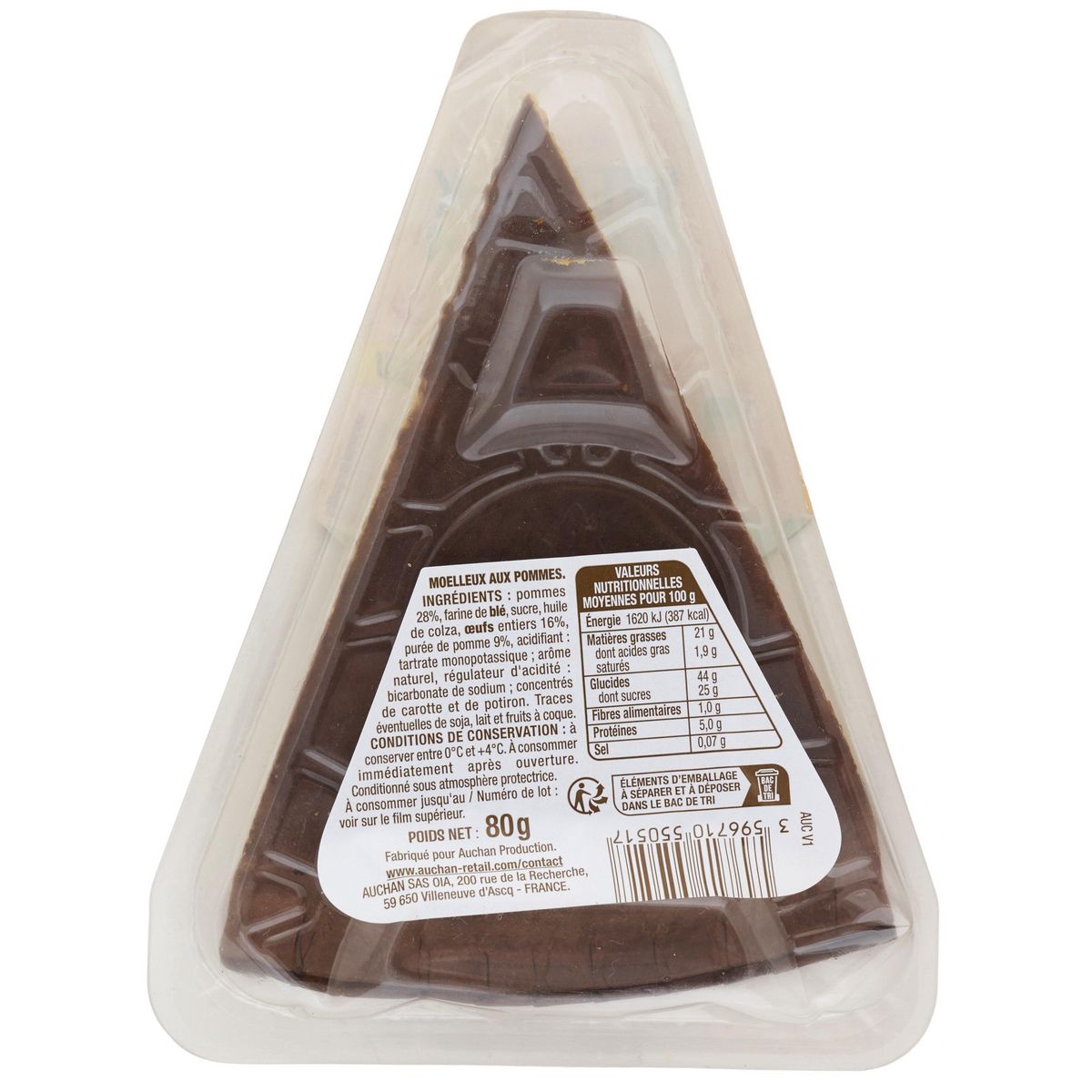 AUCHAN Moelleux aux pommes 80g