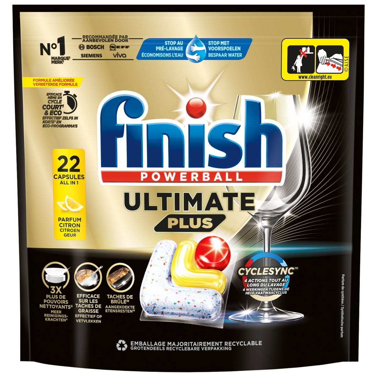 FINISH Pwerball capsule lave vaisselle ultimate plus citron 22caps