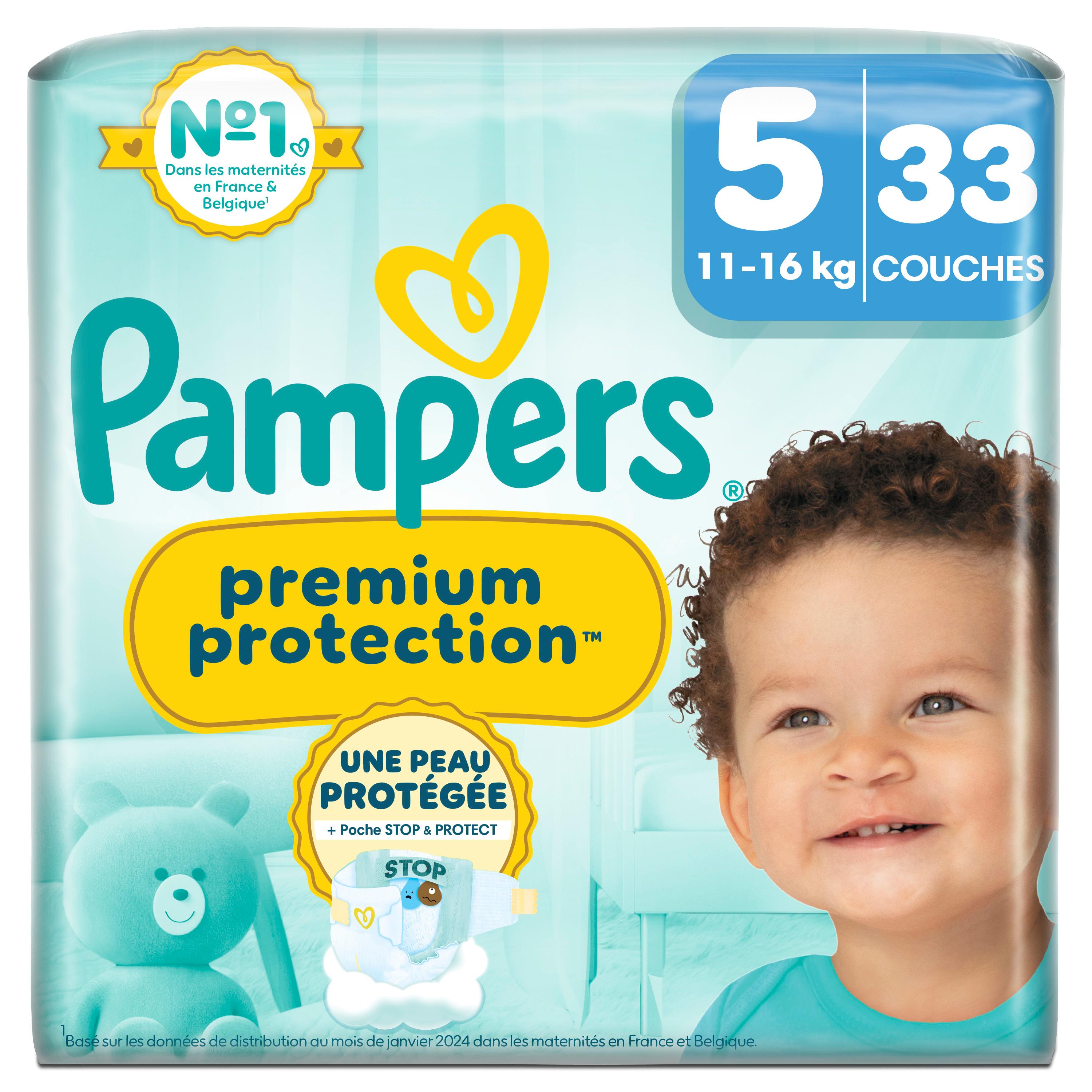 Voir la diapositive 2 : PAMPERS Couches bébés premium protection taille 5 (11-16kg) 33 couches