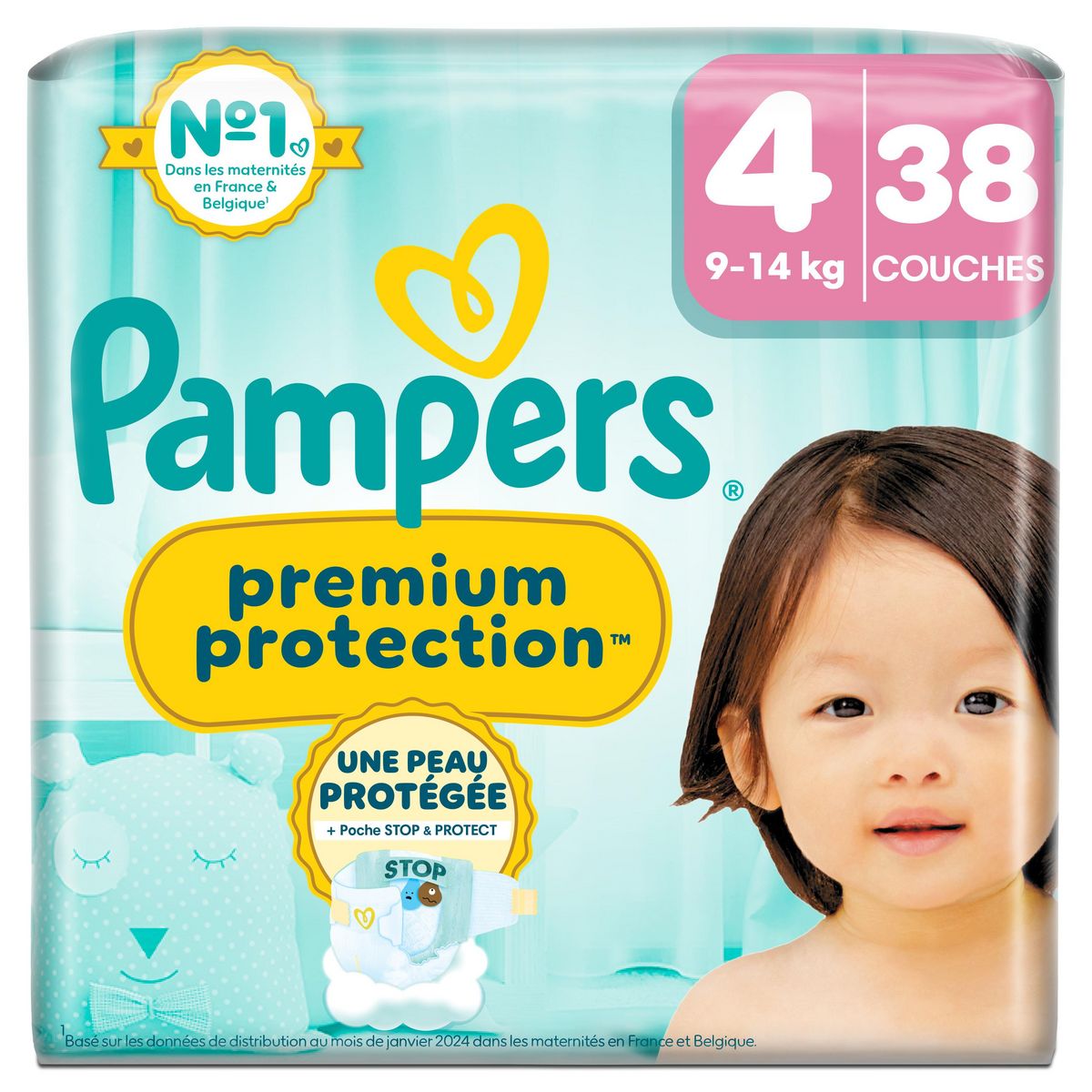 PAMPERS Premium Protection couches taille 4 (9-14kg) 38 couches