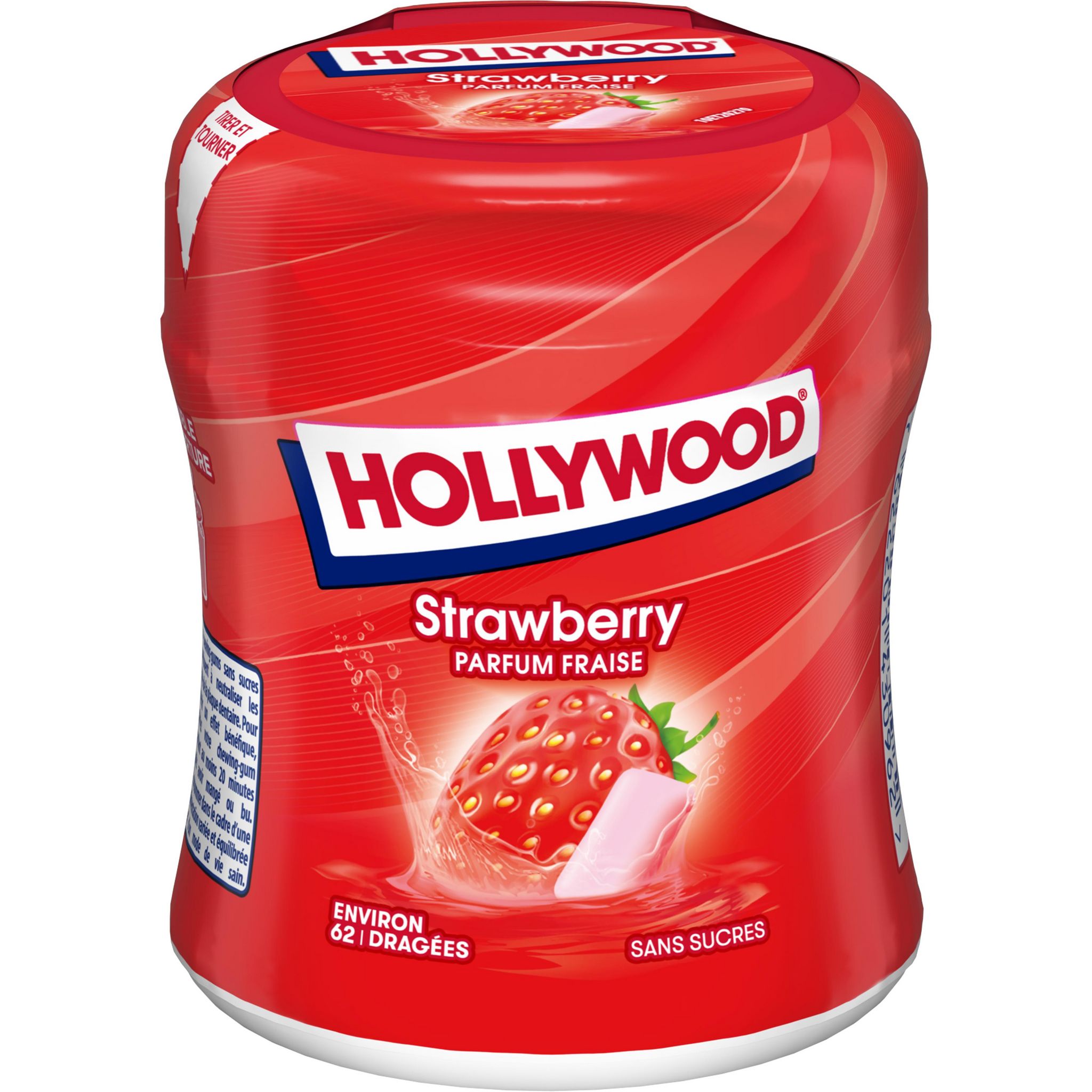 HOLLYWOOD Chewing-gums à la fraise sans sucres 87g