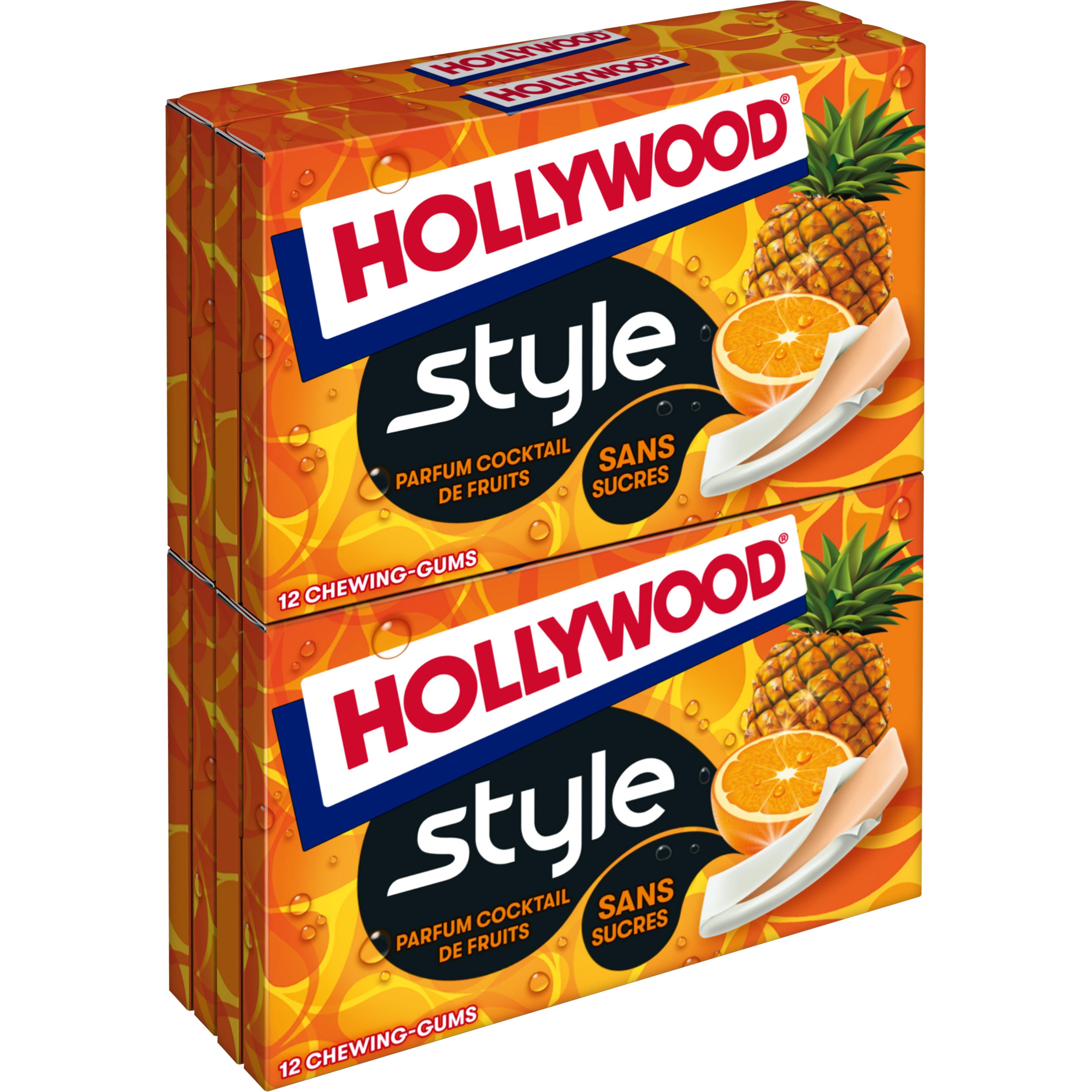 HOLLYWOOD Chewing-gums cocktail de fruits sans sucres 4x23g