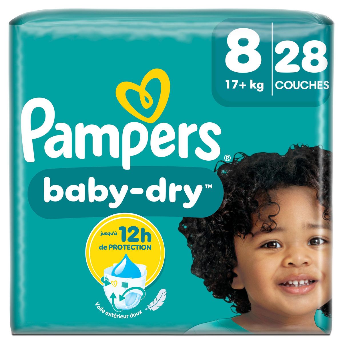 PAMPERS Baby Dry couches taille 8 (17kg+) 28 couches