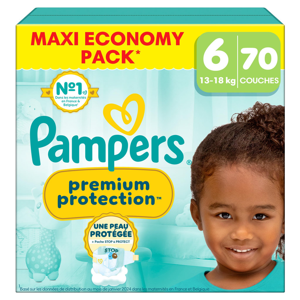 PAMPERS Premium Protection couches taille 6 (13-18kg) 70 couches