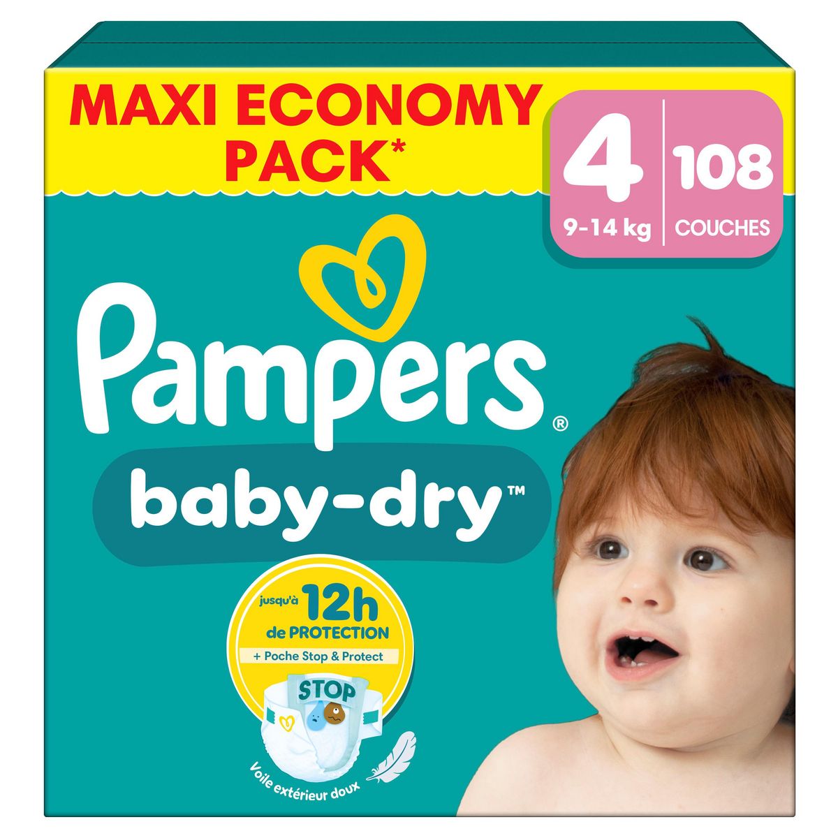 PAMPERS Baby Dry Couches taille 4 (9-14kg) 108 couches