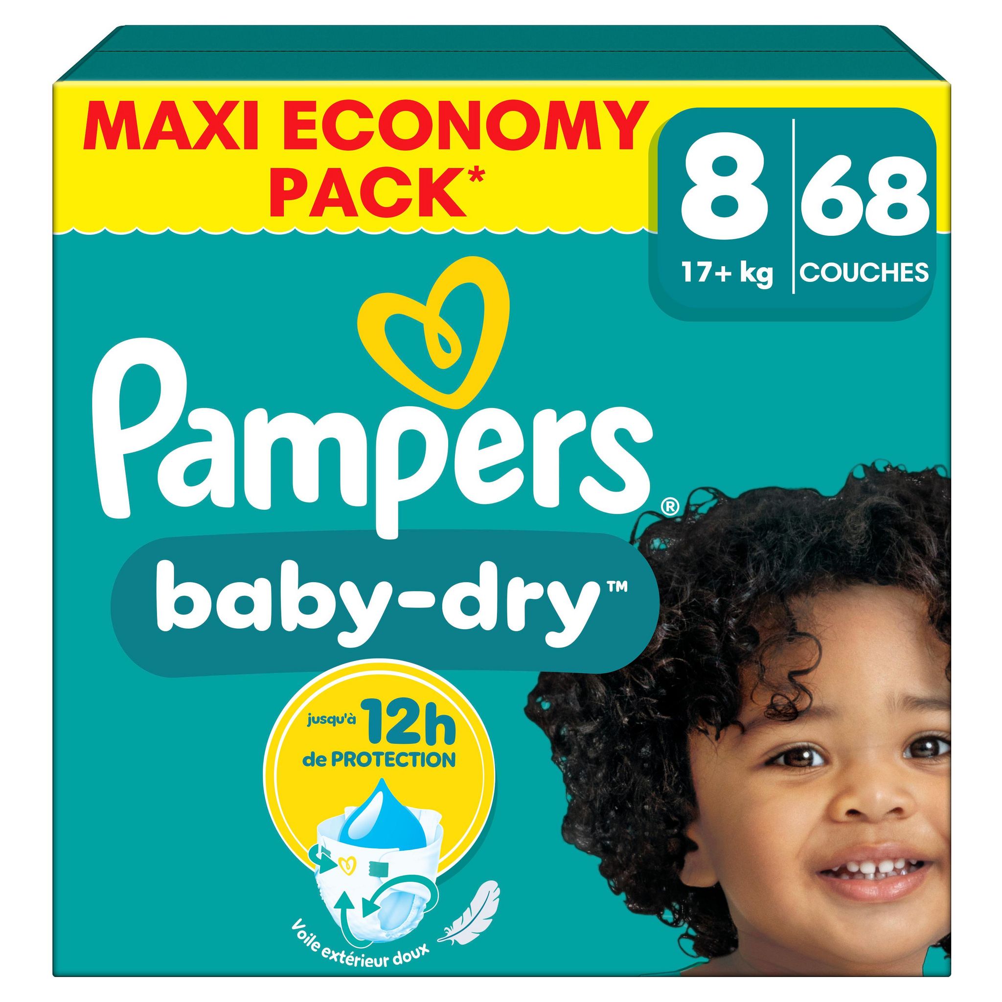 Voir la diapositive 2 : PAMPERS Baby Dry couches taille 8 (17kg+) 68 couches