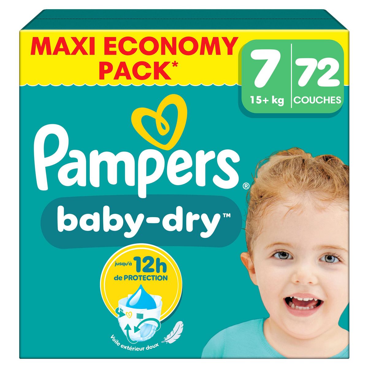PAMPERS Baby Dry couches taille 7 (15kg+) 72 couches
