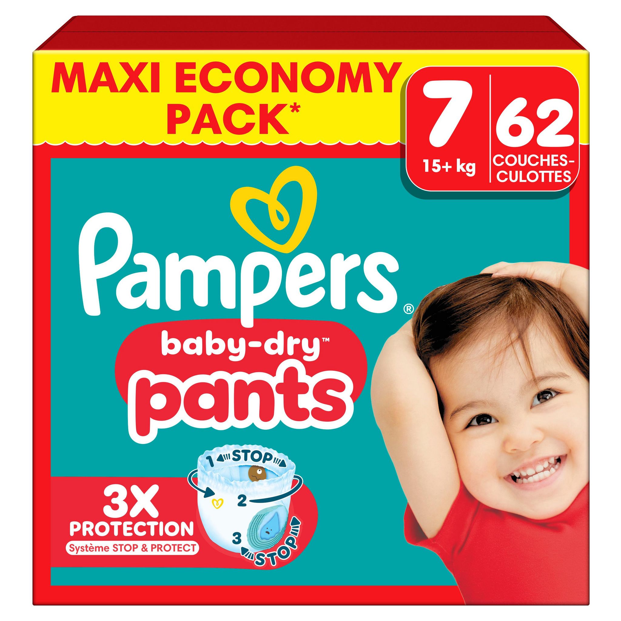 Voir la diapositive 2 : PAMPERS Baby Dry Couches-culottes taille 7 (15kg+) 62 couches-culottes