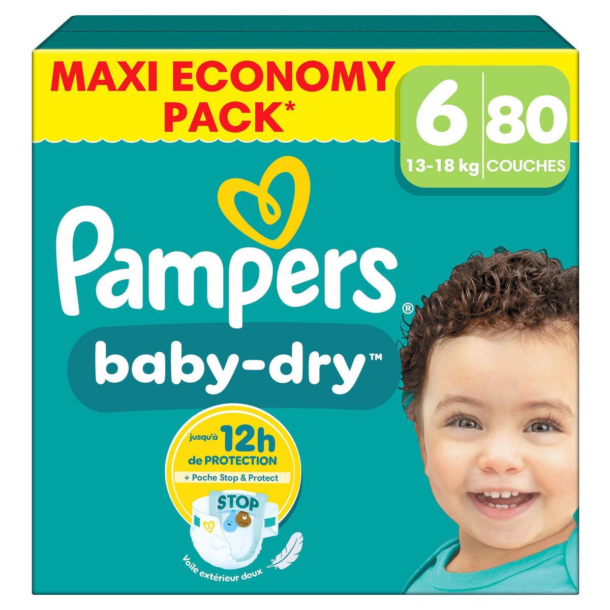 PAMPERS Baby Dry couches taille 6 (13-18kg) 80 couches