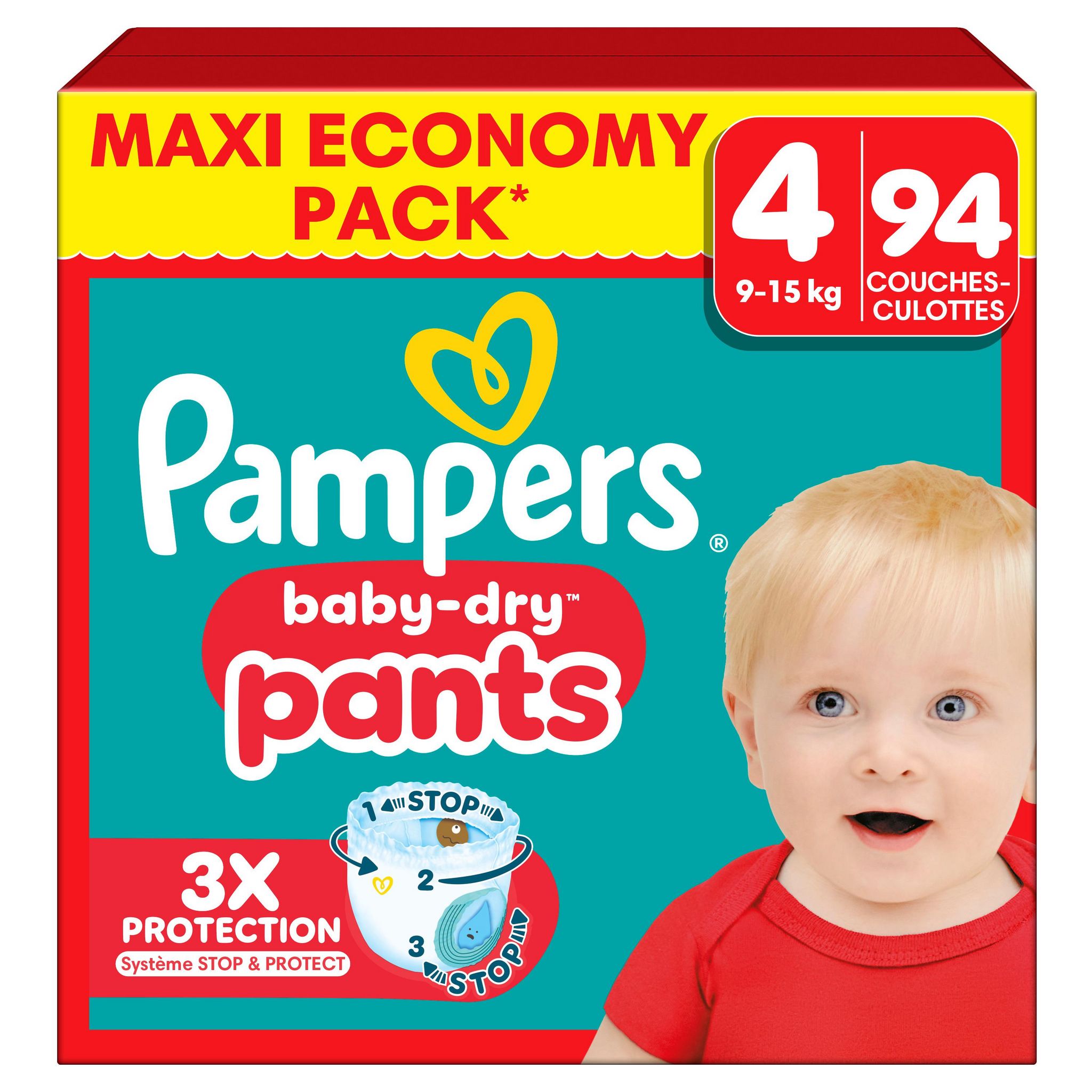 Voir la diapositive 2 : PAMPERS Baby Dry couches-culottes taille 4 (9-15kg) 94 couches-culottes