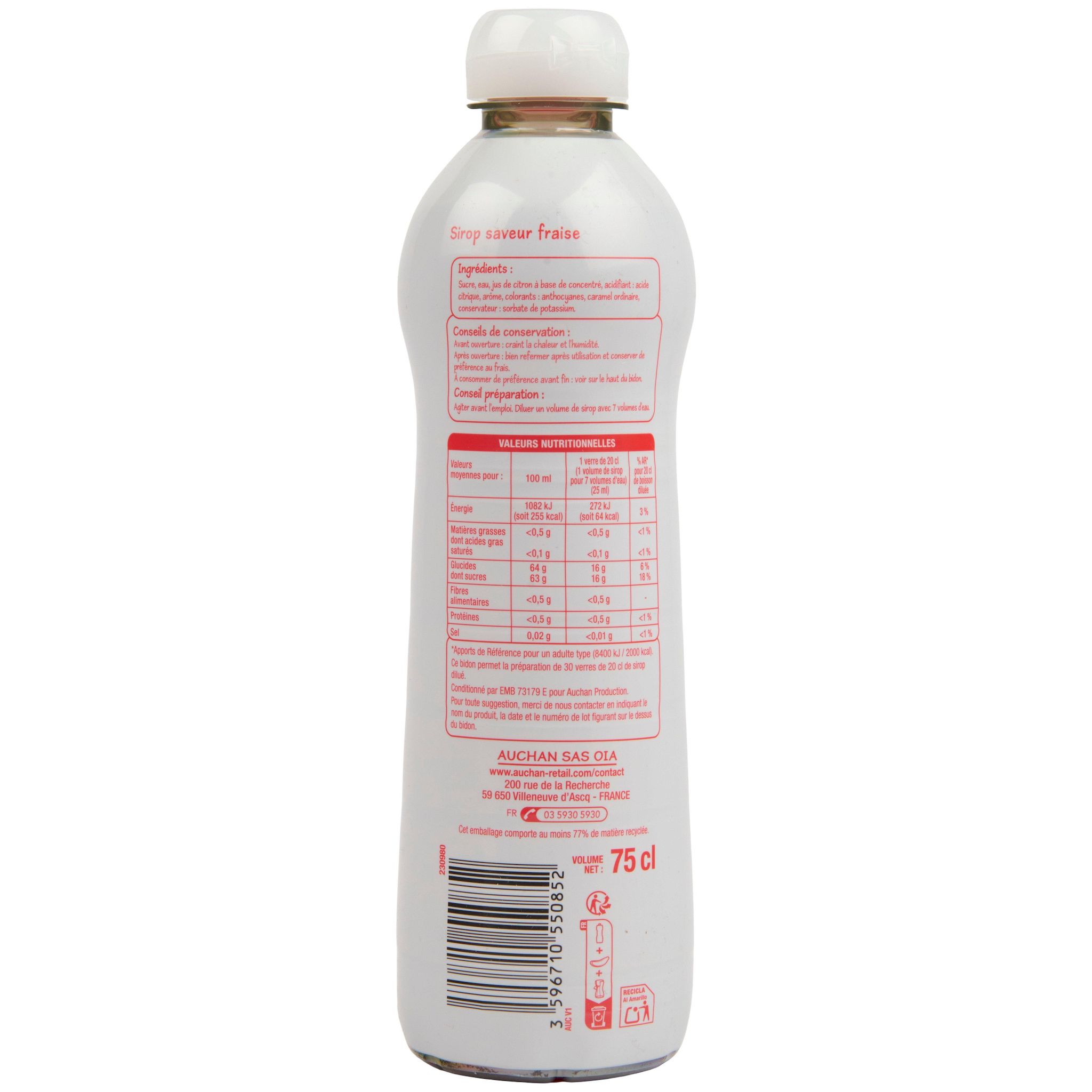 Voir la diapositive 2 : POUCE Sirop de fraise 75cl