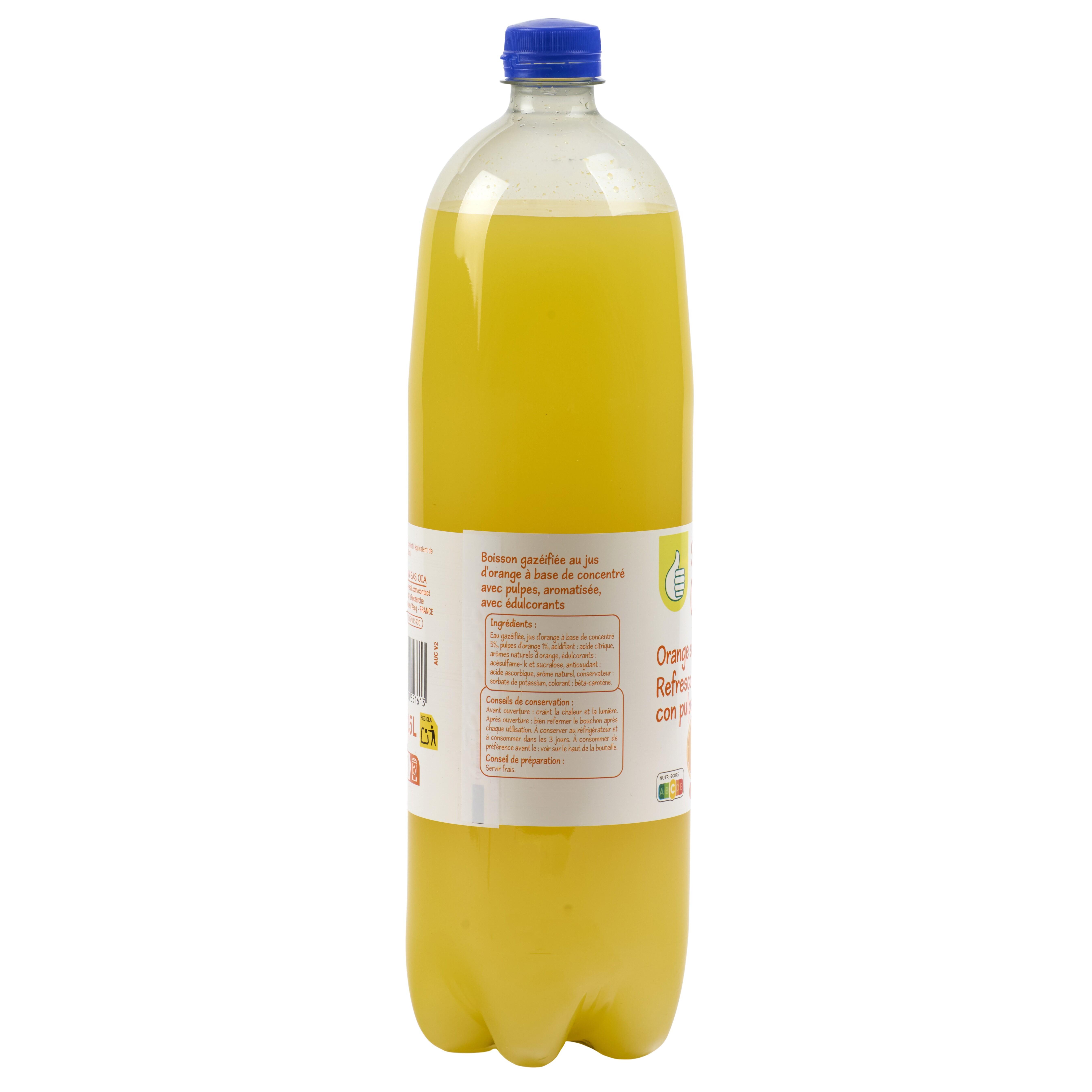 Voir la diapositive 2 : POUCE Boisson gazeuse à l'orange avec pulpe 1.5l