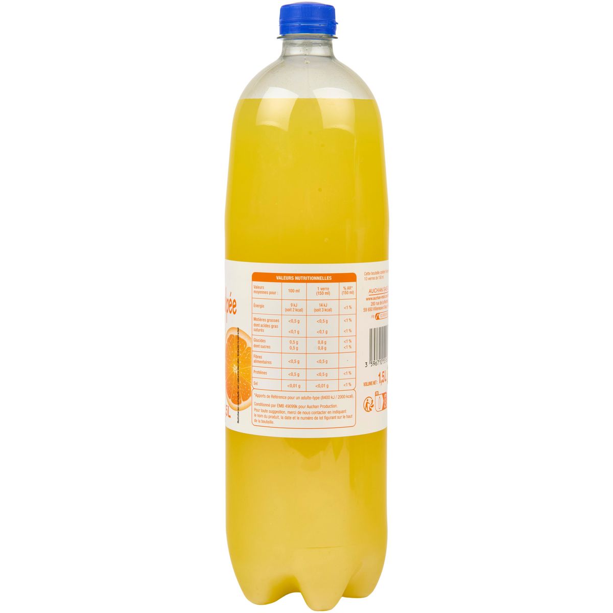 POUCE Boisson gazeuse à l'orange avec pulpe 1.5l