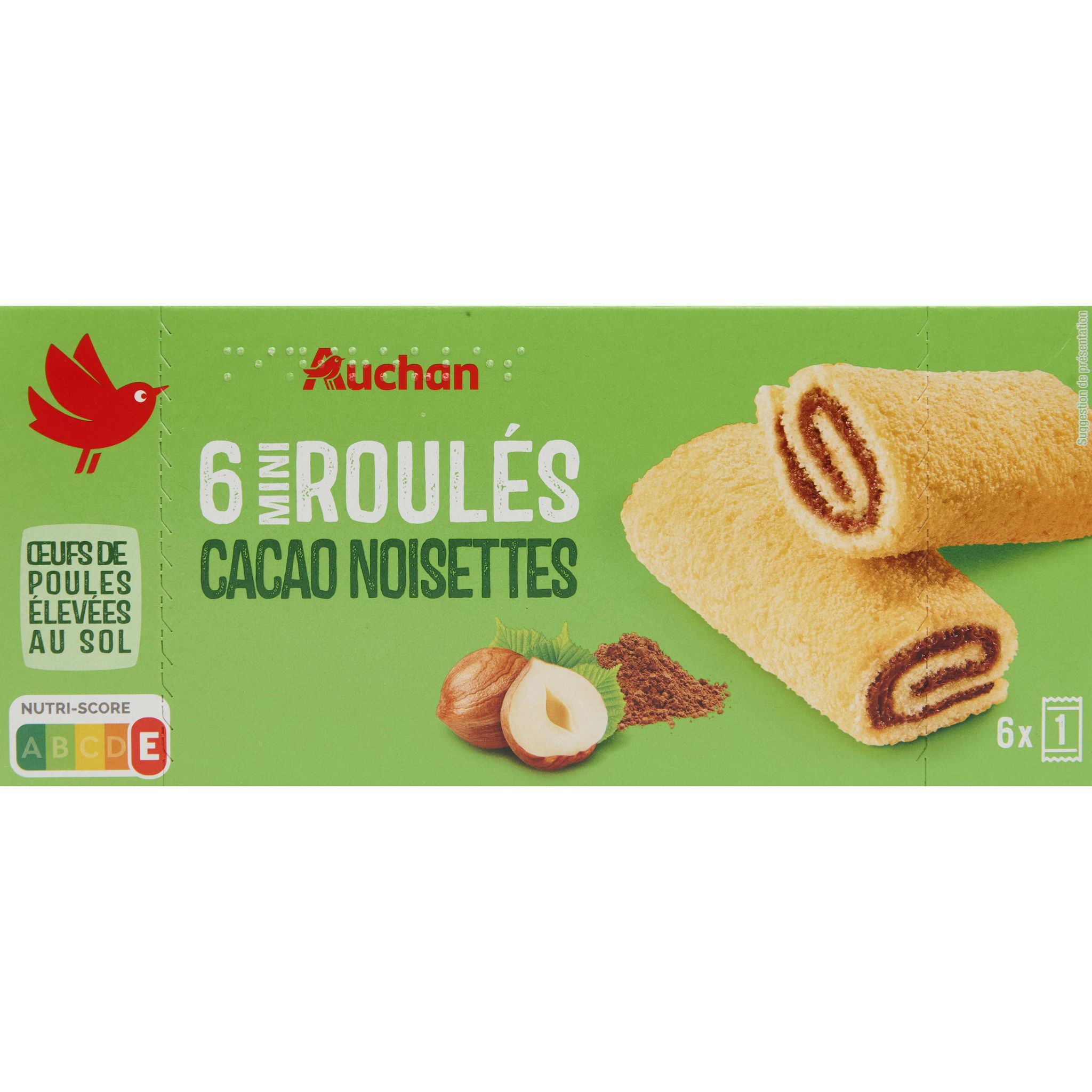 AUCHAN Mini roulés cacao noisette 6 roulés 150g