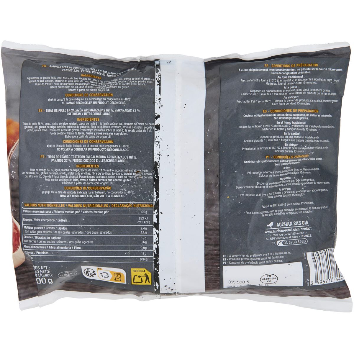 AUCHAN Tenders de poulet 600g