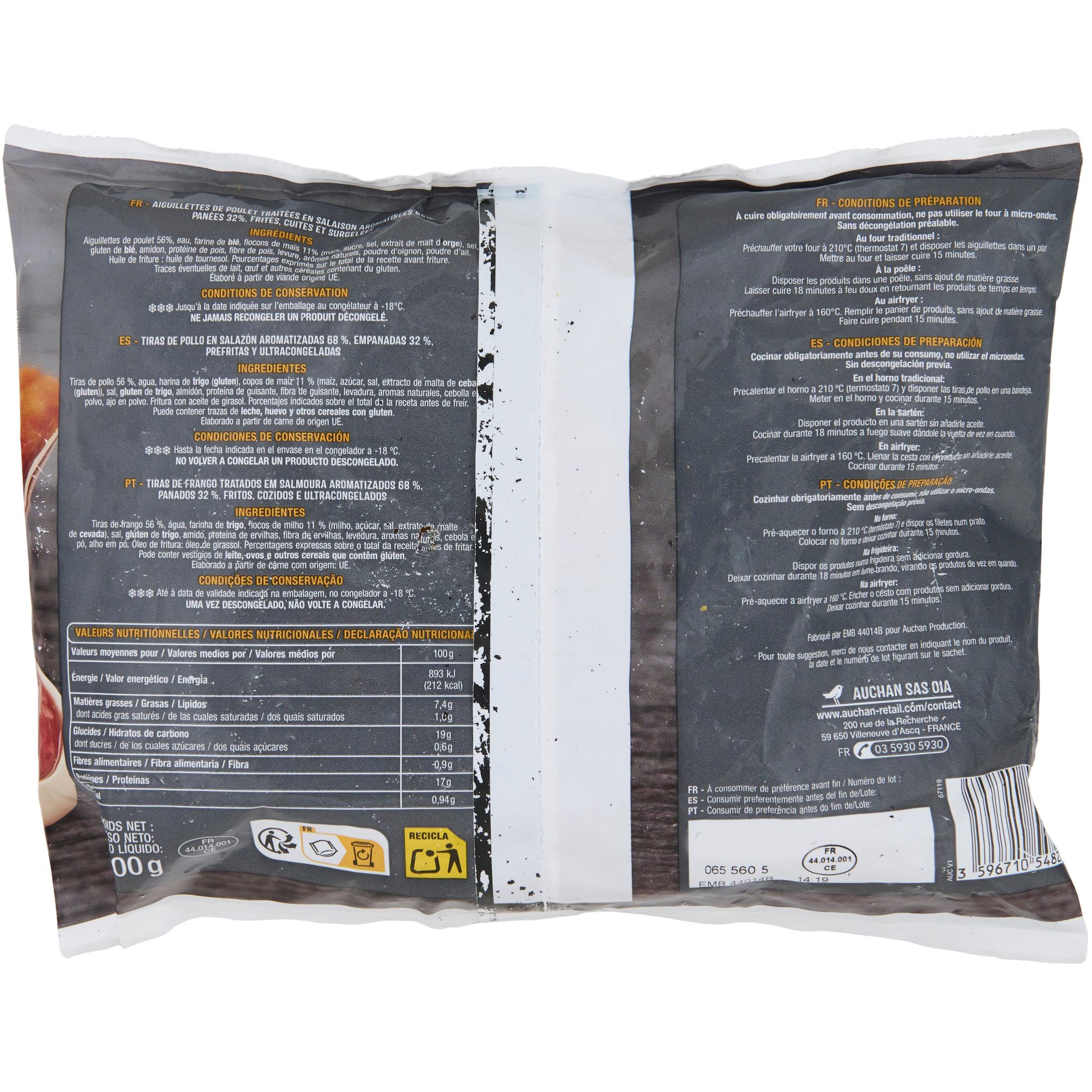 Voir la diapositive 2 : AUCHAN Tenders de poulet 600g