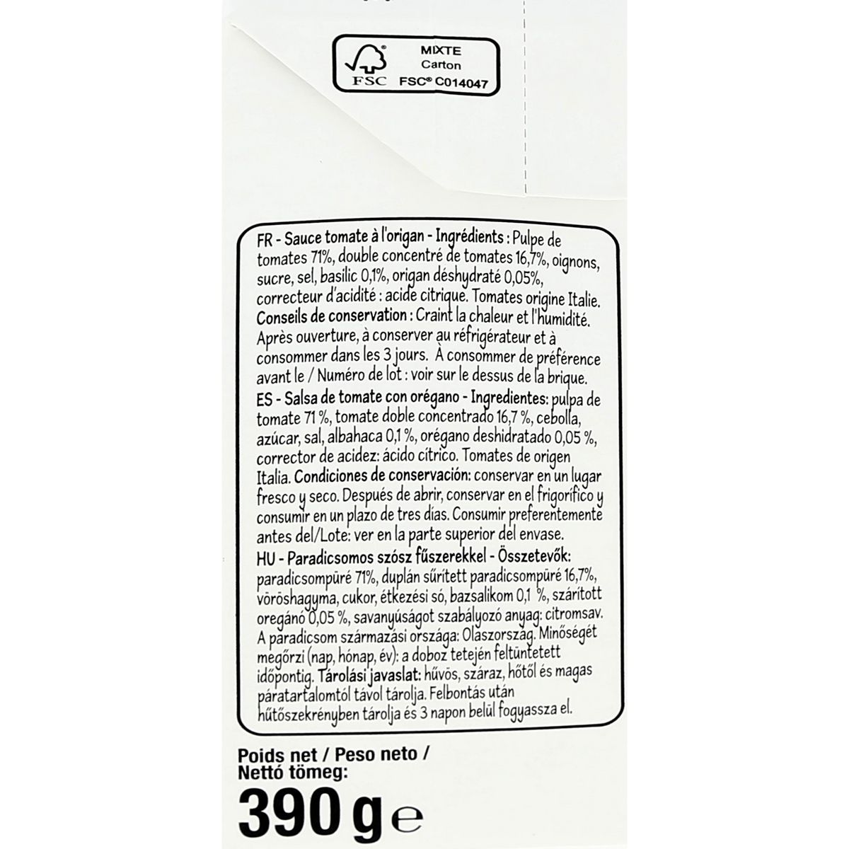 POUCE Sauce pizza petra 390g