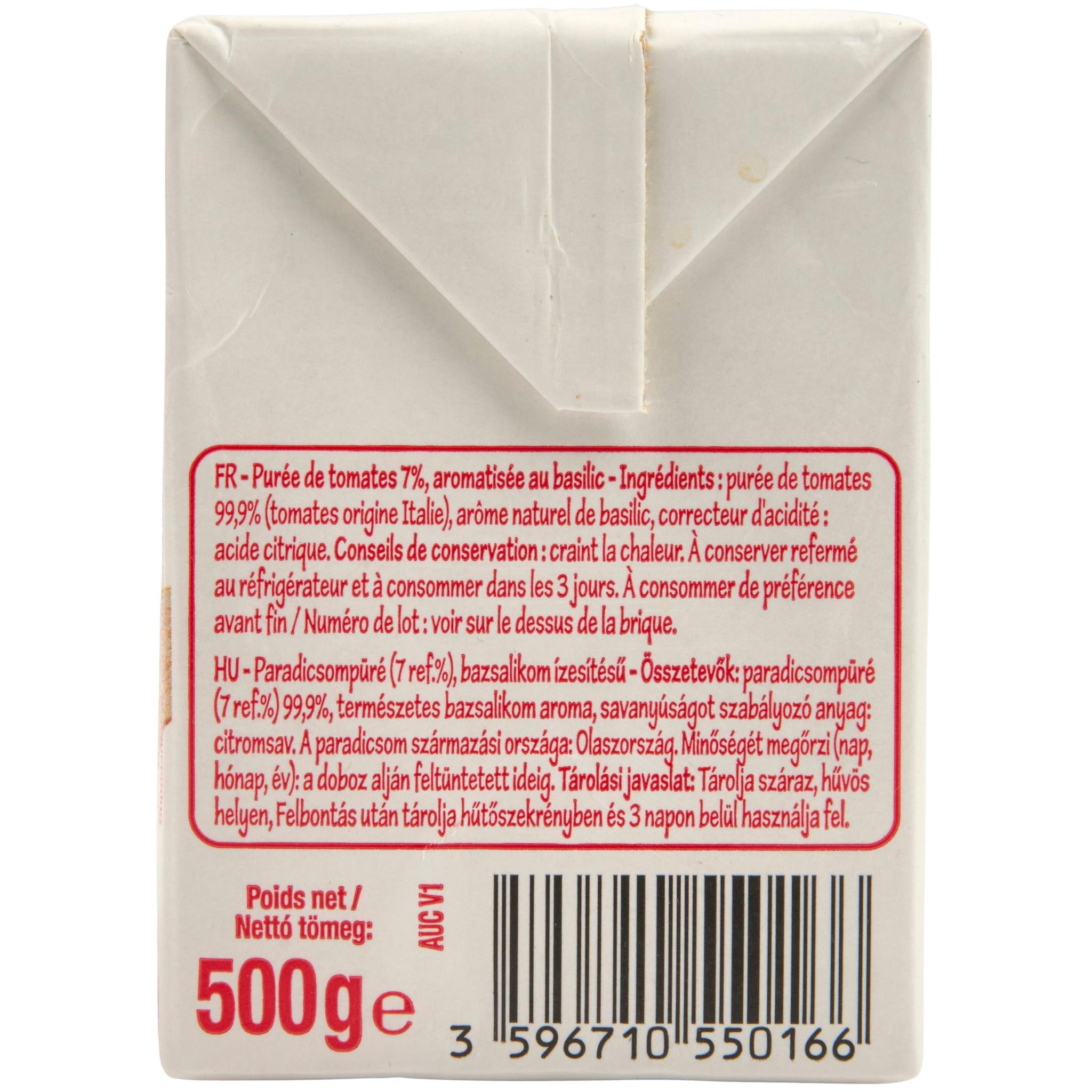 Voir la diapositive 4 : POUCE Purée de tomates saveur basilic 500g