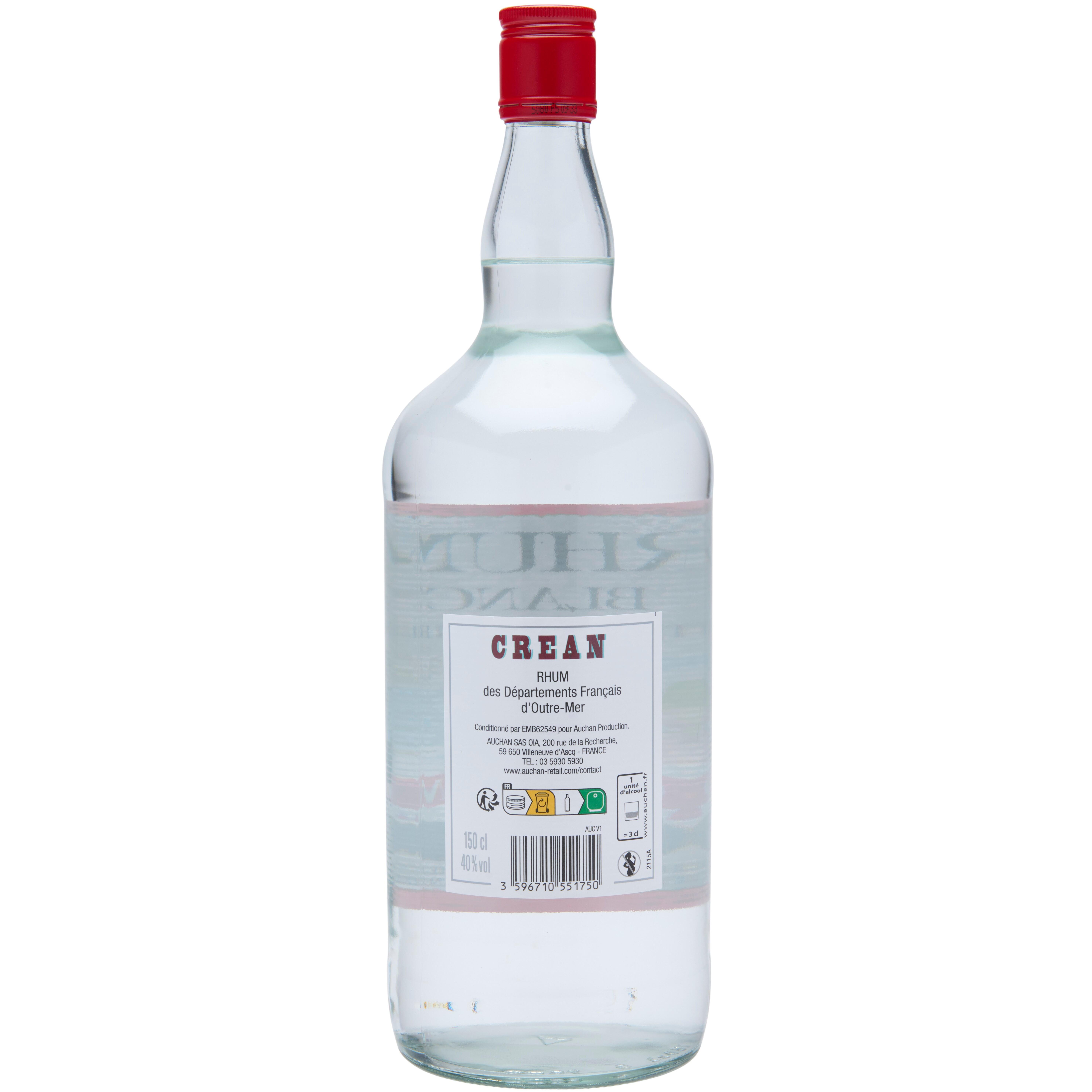 Voir la diapositive 3 : CREAN Rhum blanc traditionnel 40% 1,5l