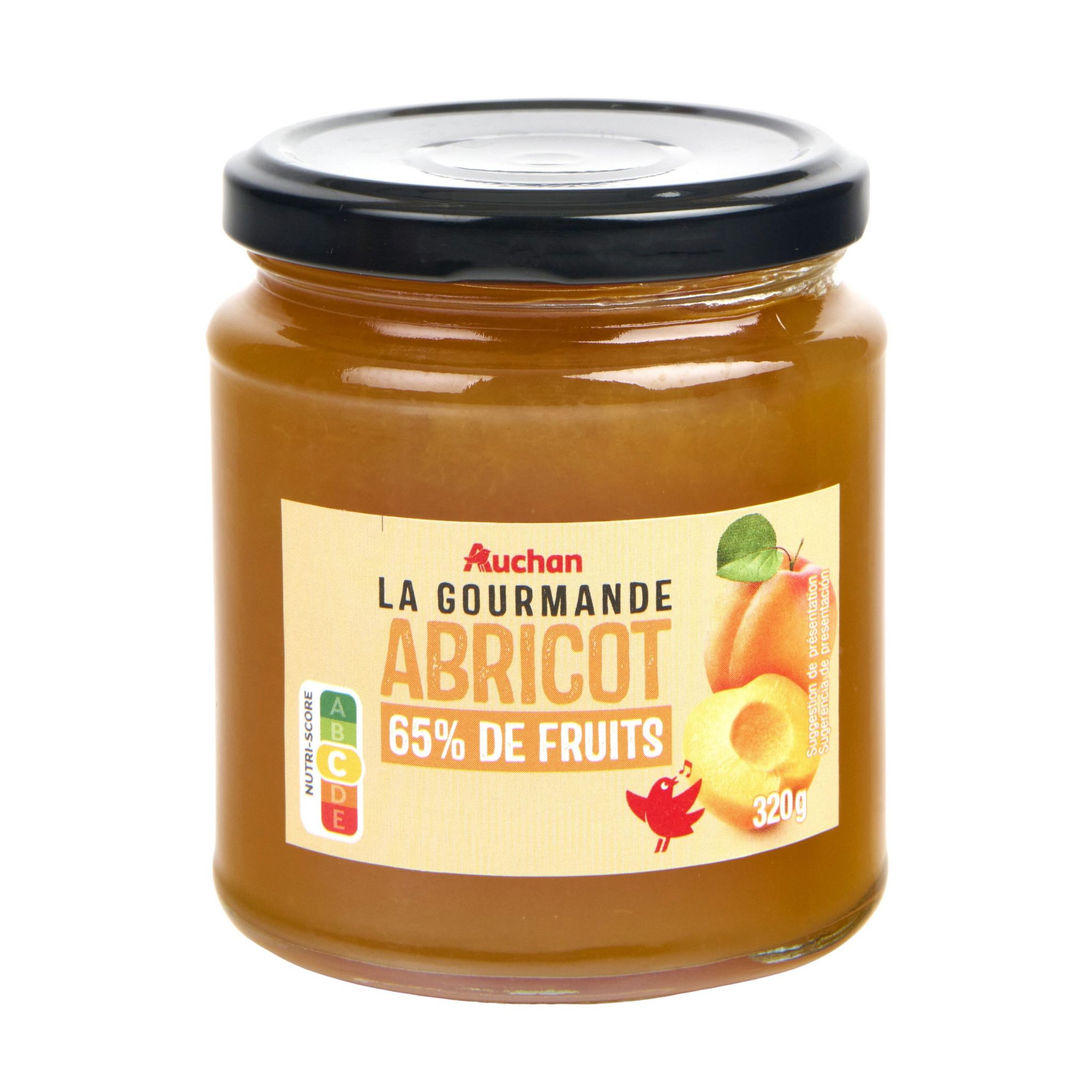 Voir la diapositive 2 : AUCHAN La Gourmande confiture à l'abricot 65% de fruits 320g