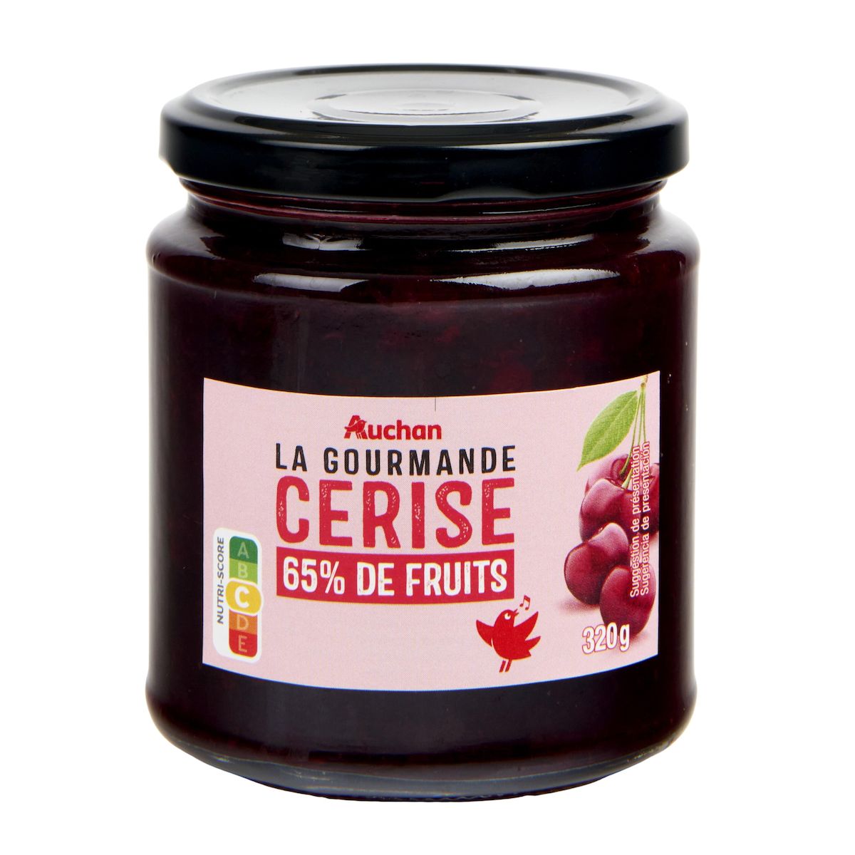AUCHAN La Gourmande confiture de cerise 30% de fruits 320g