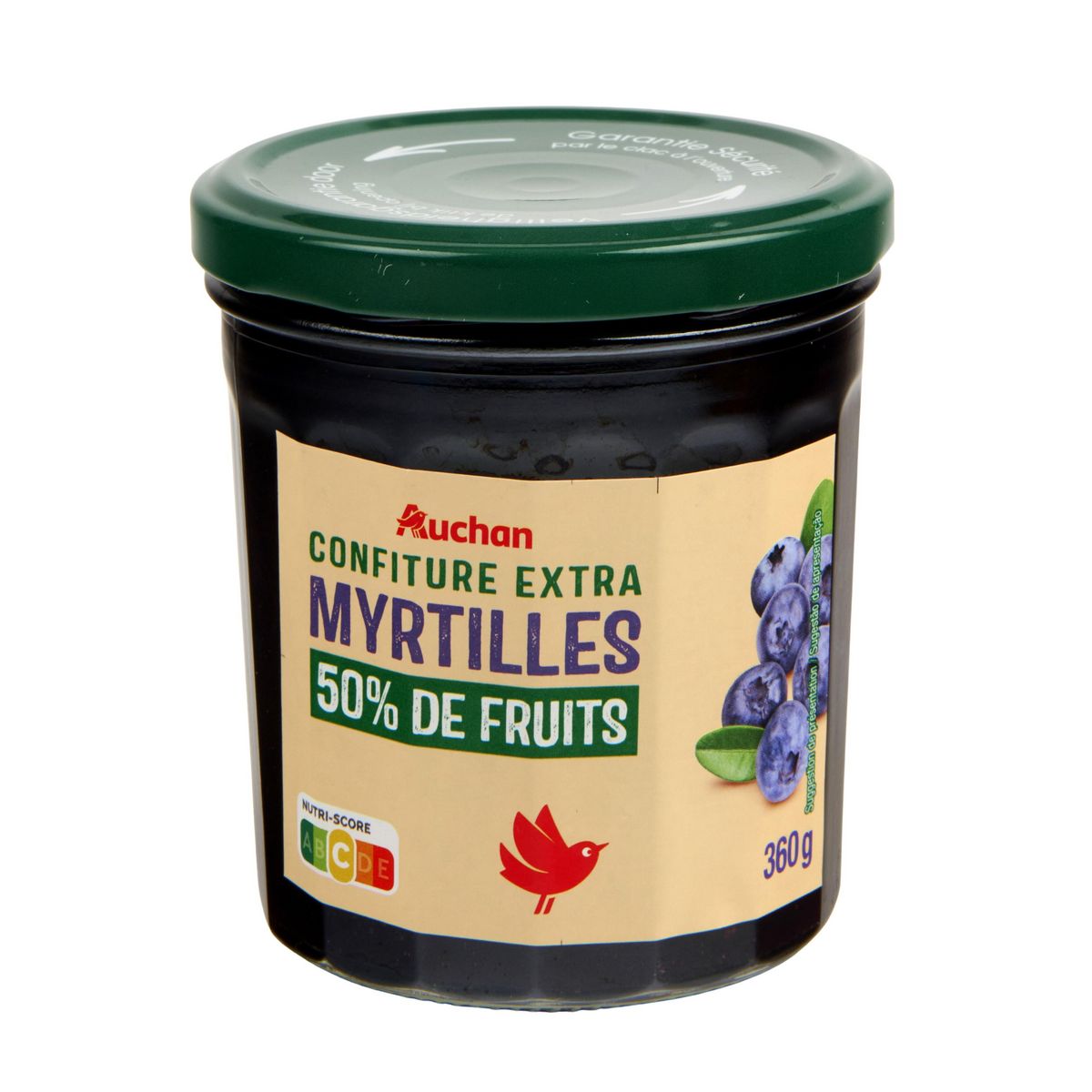 AUCHAN Confiture extra de myrtilles 50% de fruits 360g