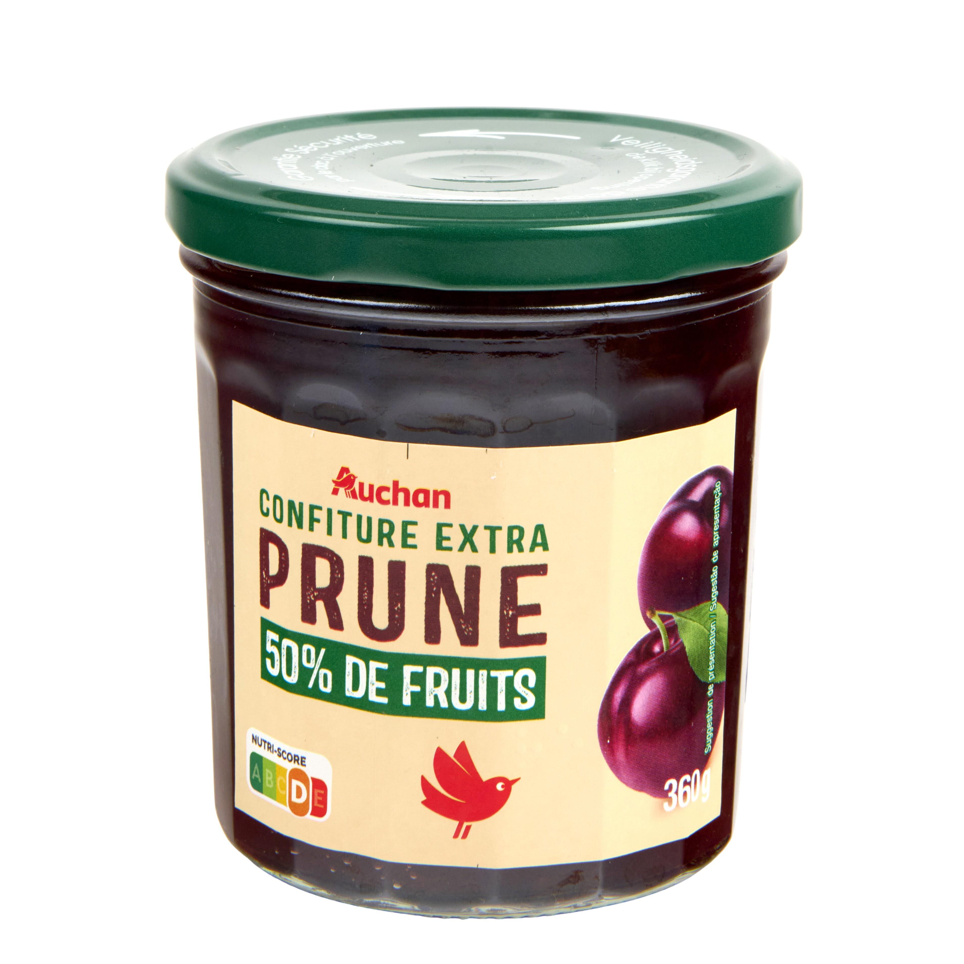 Voir la diapositive 3 : AUCHAN Confiture extra de prune 50% de fruits 360g